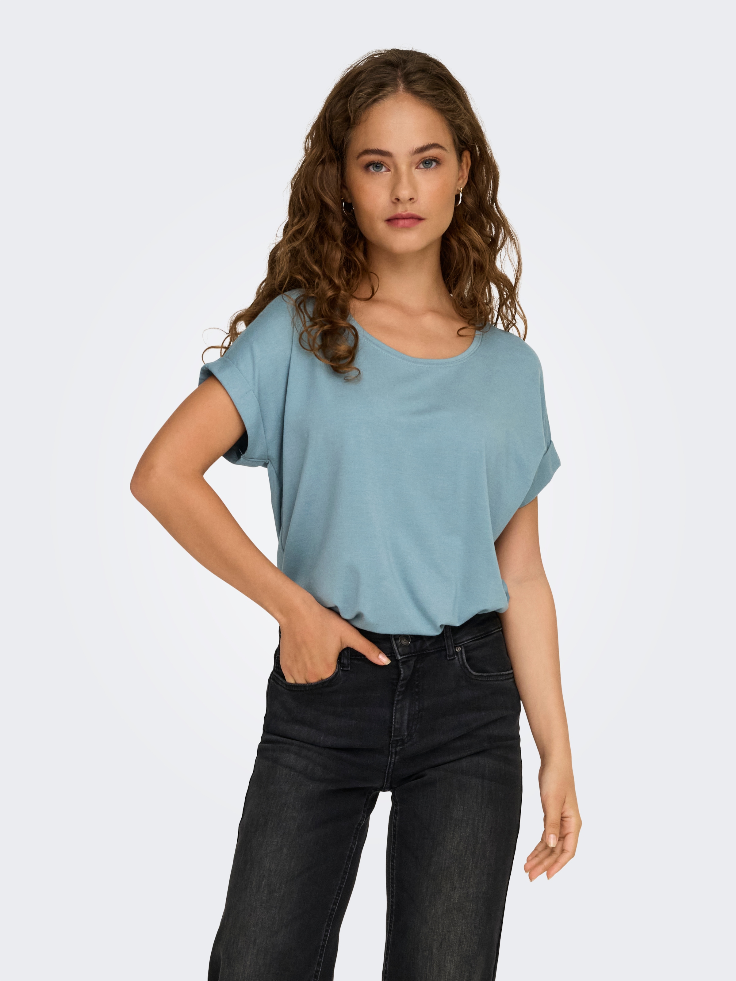 ONLY T-Shirt »ONLMOSTER – Kurzarmshirt mit Aufschlag und klassischem Look« Viskosemischung, regular fit
