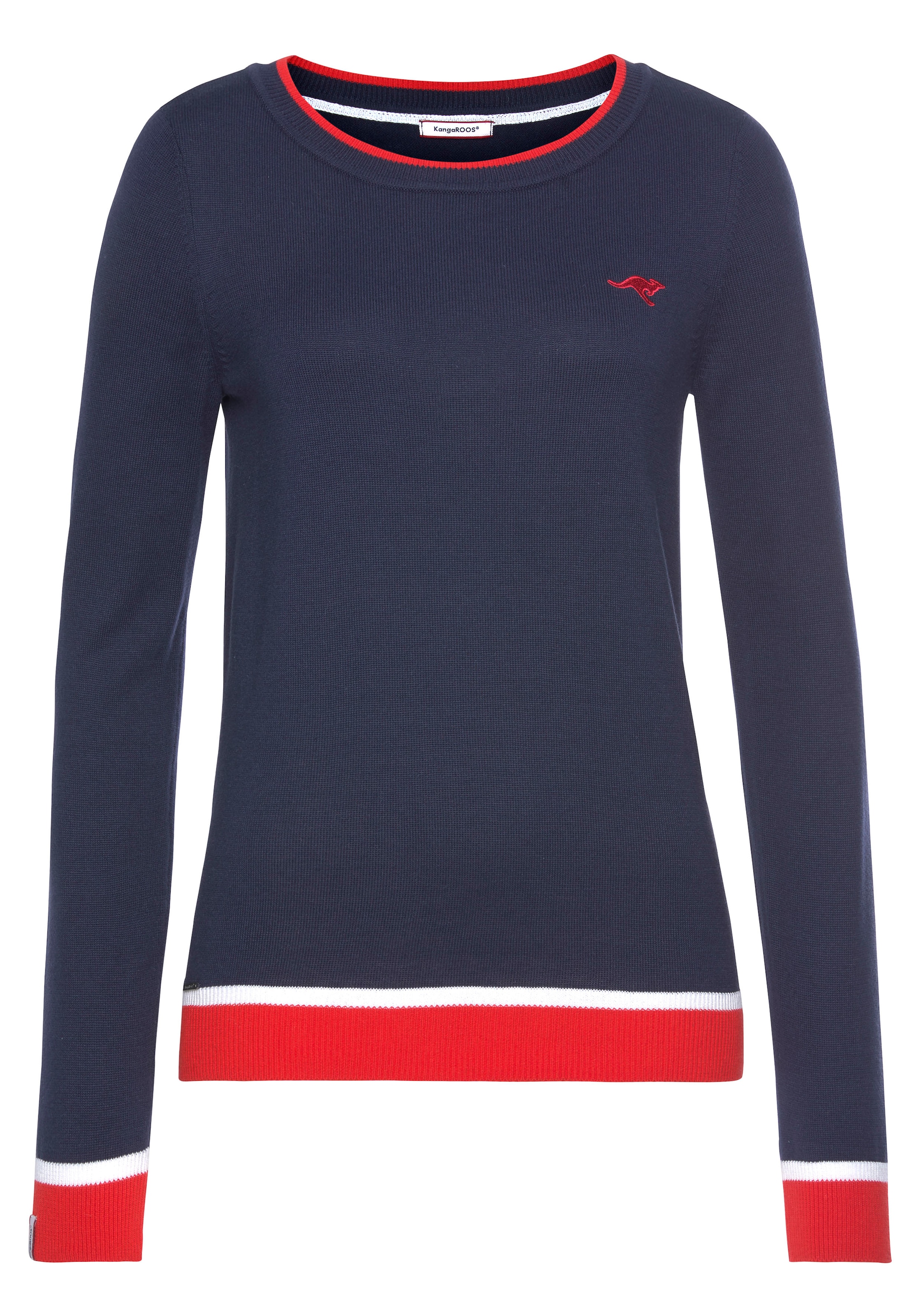 KangaROOS Pull à col rond mit kontrastfarbenem Saum