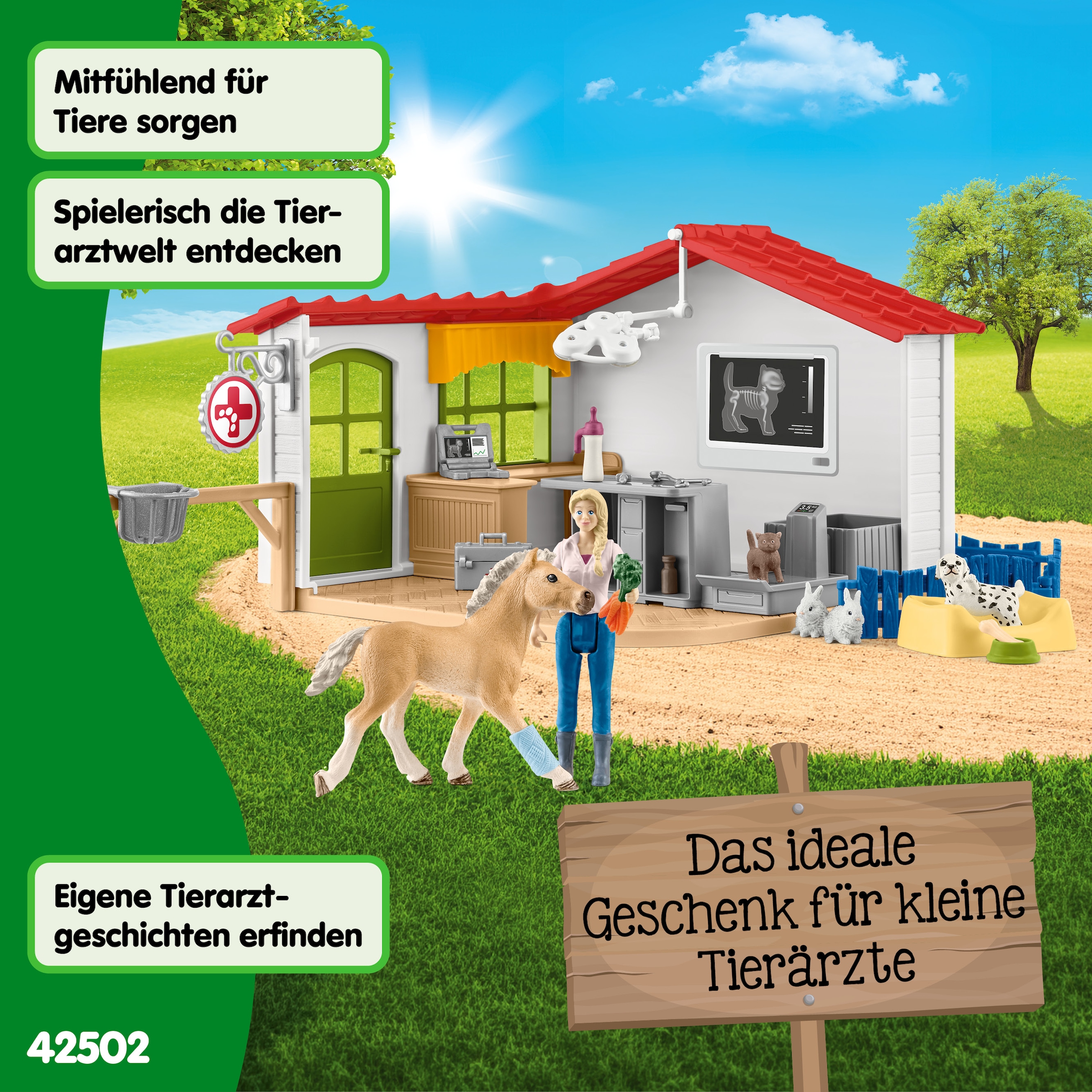 Schleich® Monde de jeu »FARM WORLD, Tierarzt-Praxis mit Haustieren (42502)« fabriqué en Europe