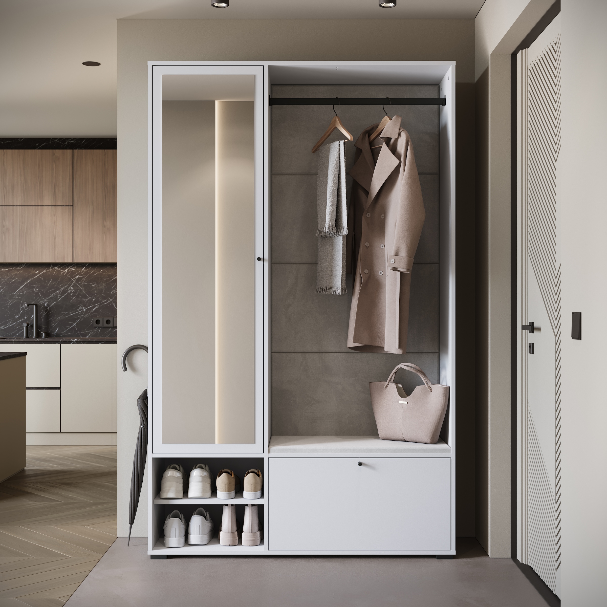 Home affaire Ensemble de vestiaires »Garderobe mit Spiegel, Sitzbank und Kleiderstange« 1 cuis tlg.