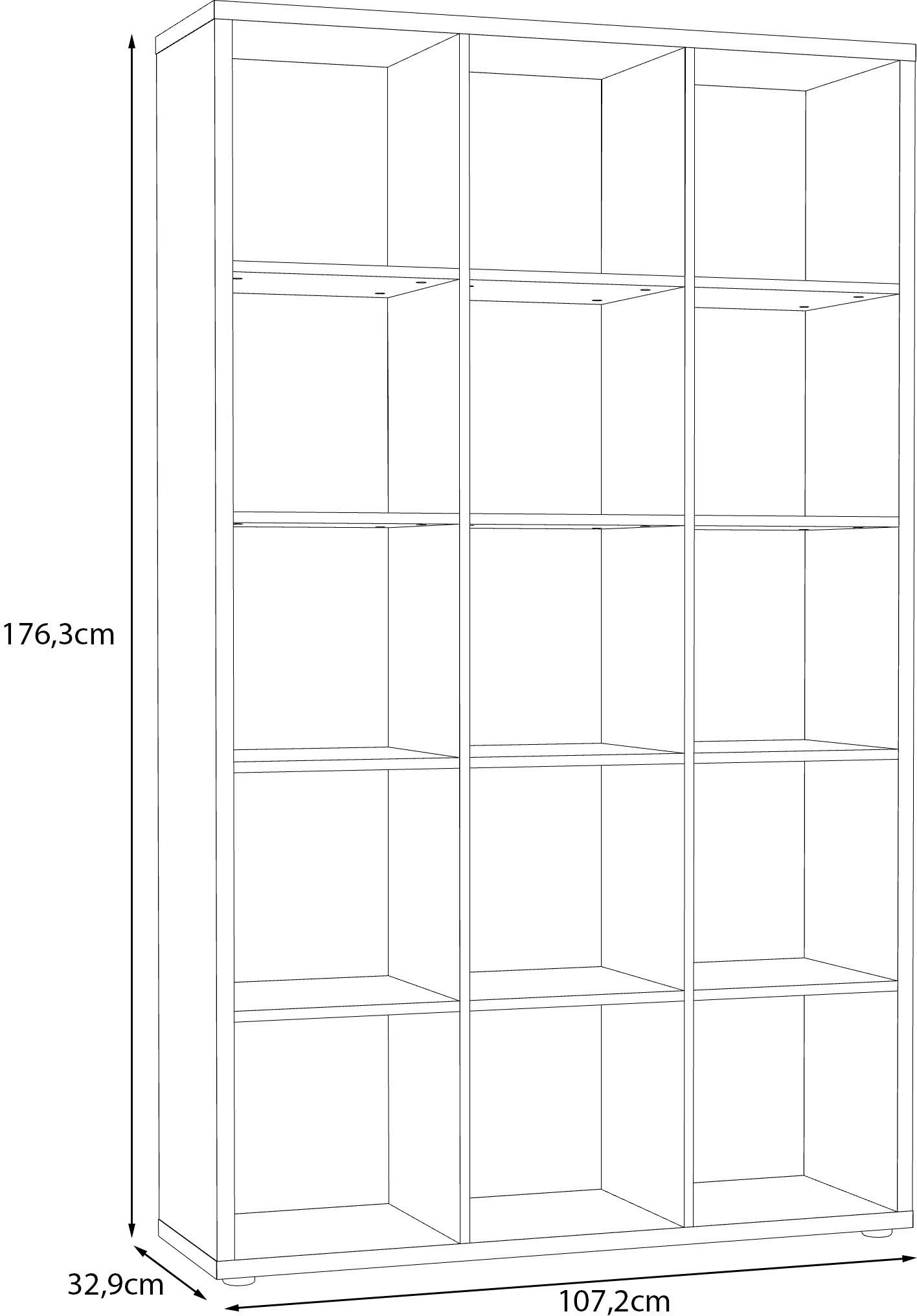FORTE Étagère sur pied »Mauro, Raumteiler, sorgt für Stil und Ordnung« L/H/P env. 107/176/32 cm,  5 compartiments, chaque compartiment supporte jusqu’à 5 kg, taille compartiment 33x33cm