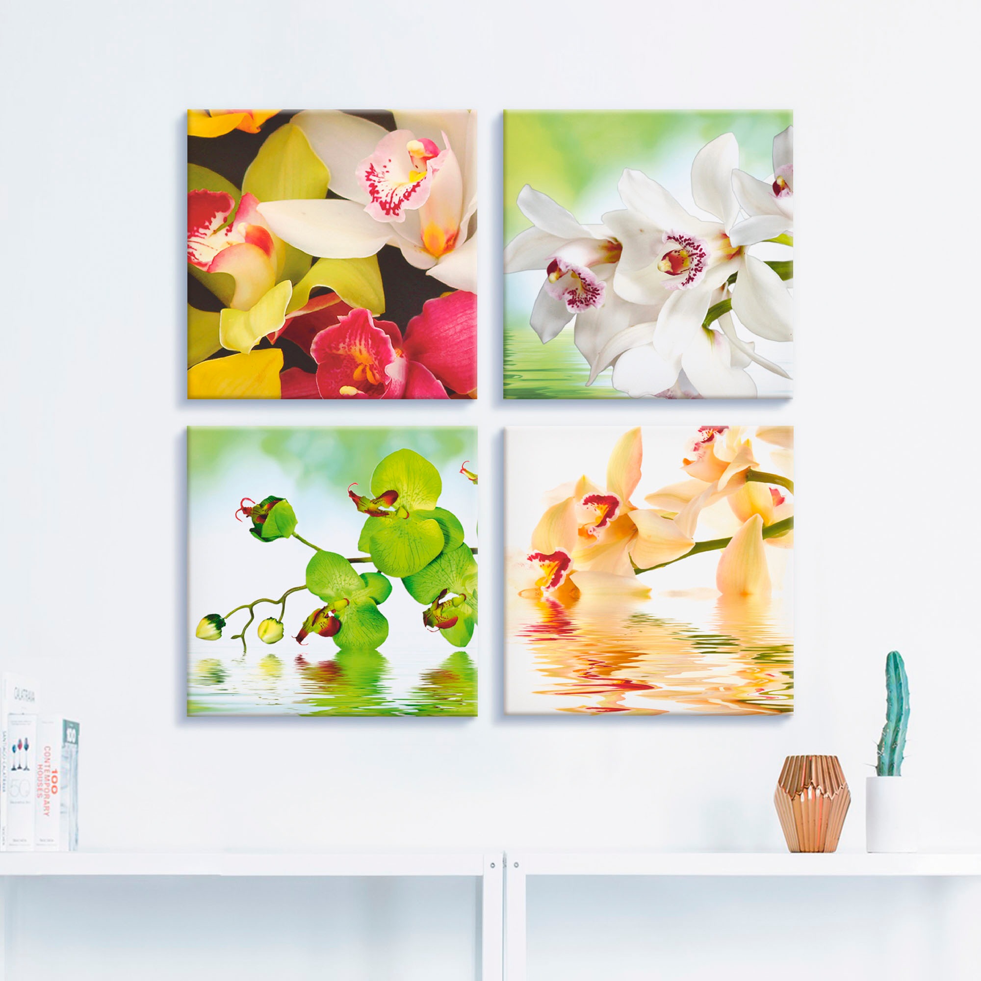 Artland Tableau sur toile »Orchideen Blumen« 4 cuis tlg. 4er Set, verschiedene Grössen