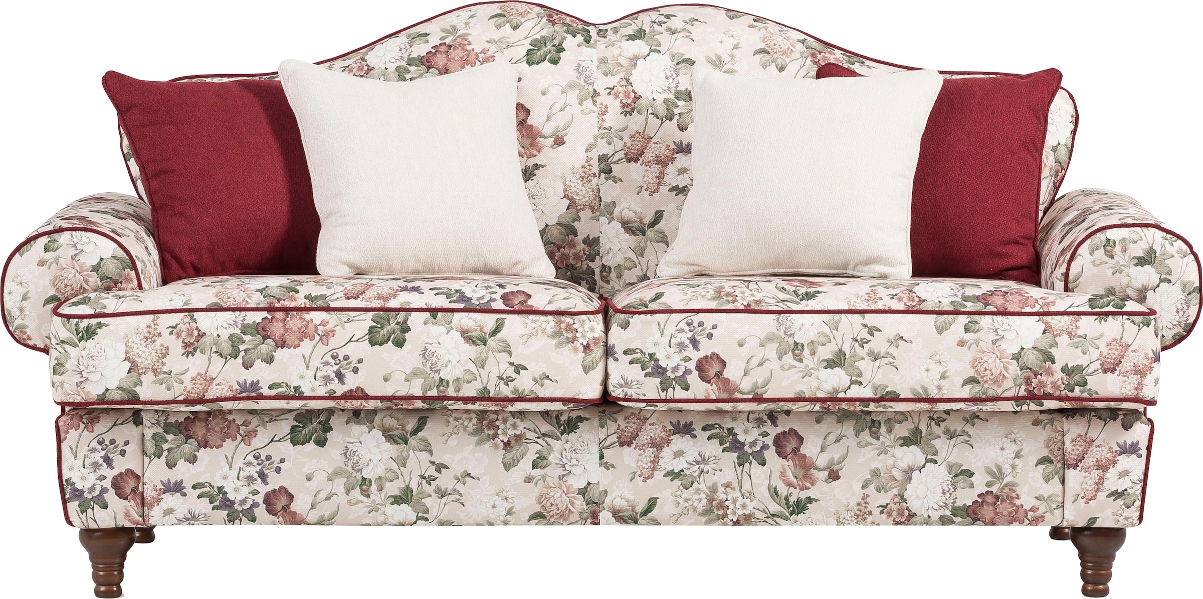 Home affaire 3-places mit 4 Zierkissen, mit gedrechselten Füssen aus Holz