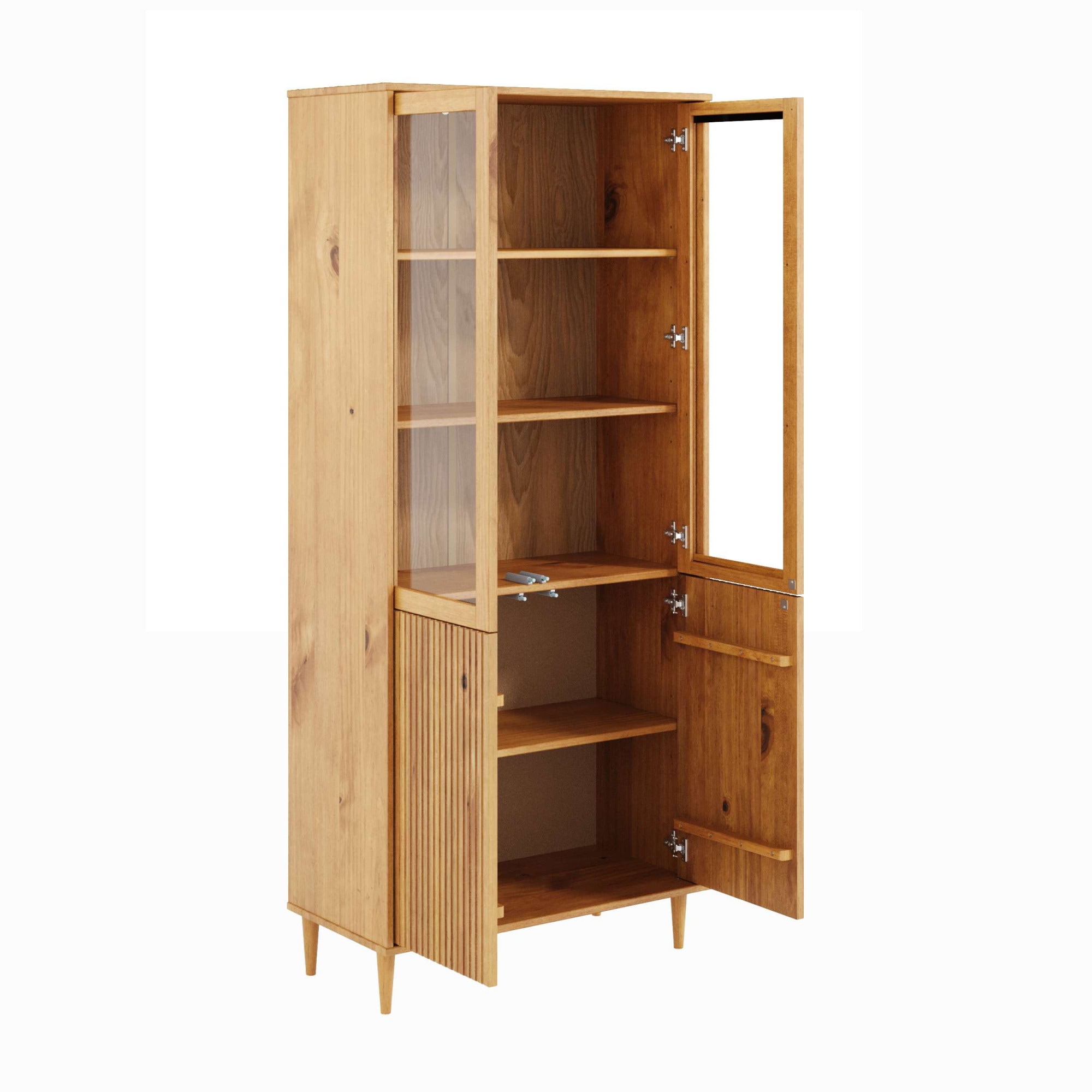 GOODproduct Vitrines »Malmedy Front mit gefrästen Rillen« en pin massif, ouverture par pression, FSC, largeur 80 cm, hauteur 180 cm