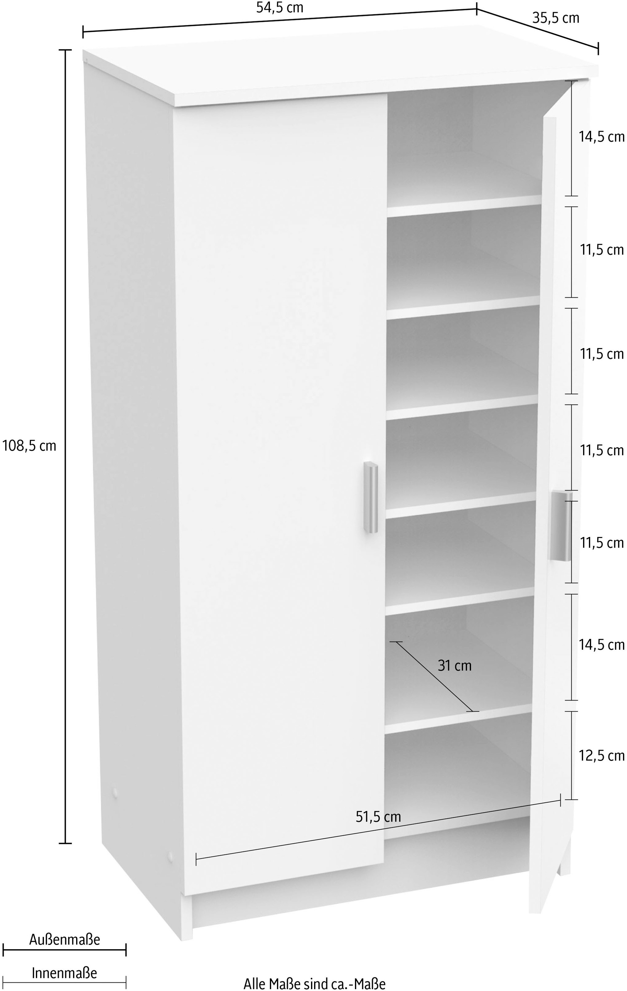 Demeyere GROUP Armoire à chaussures »SHOES Schuhschrank 2 türig« beaucoup d'espace de rangement pour tous types de chaussures