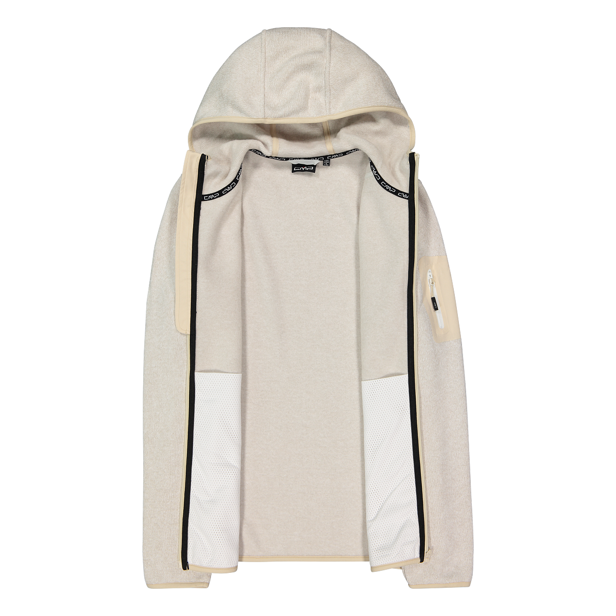 CMP Veste en laine polaire »KNITTED MELANGE HOODY WOMAN HOODY JACKET« avec capuche avec poches zippées, respirant, séchage rapide,