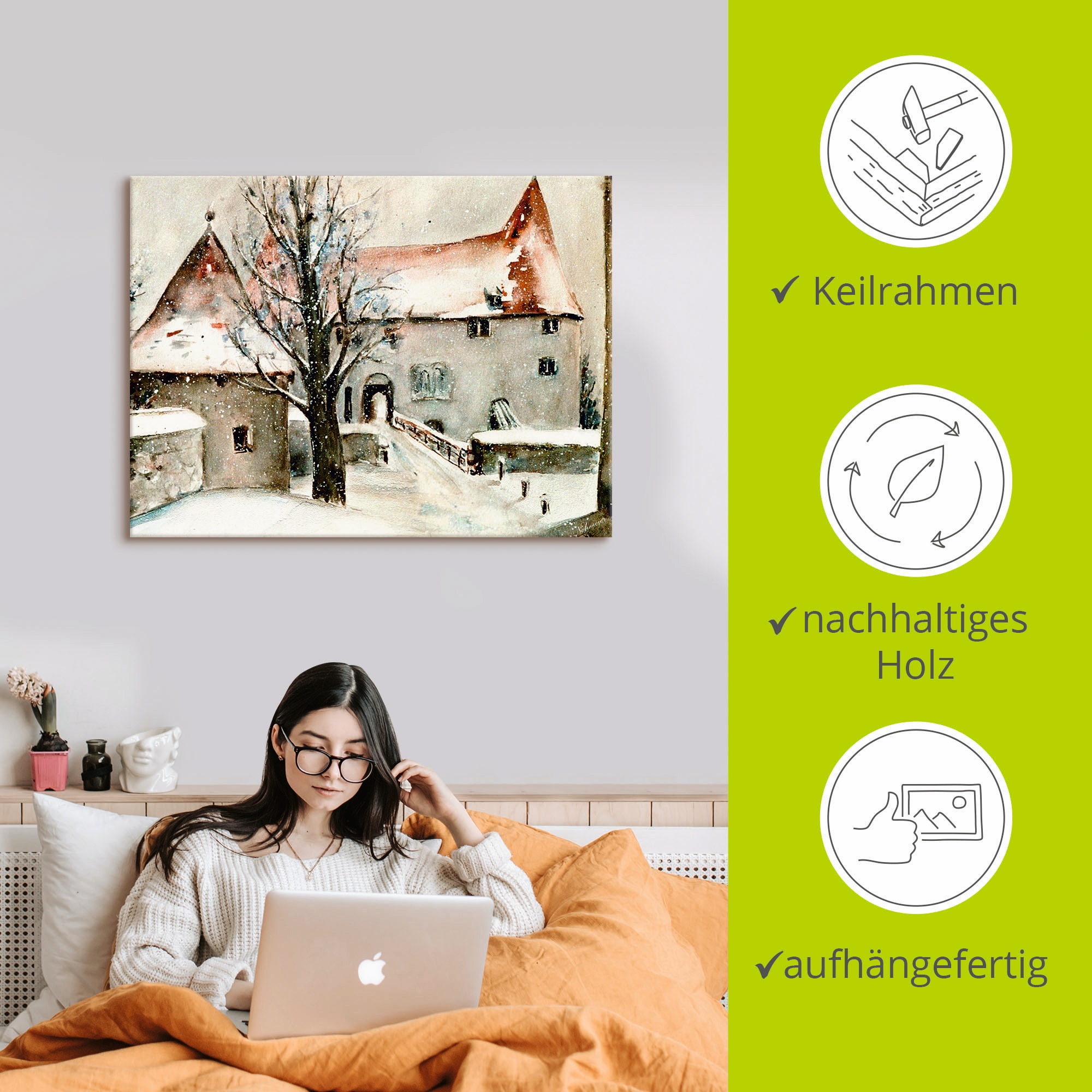 Artland Fresque murale »Winter auf der Burg« 1 cuis tlg. als Leinwandbild, Poster, Wandaufkleber in verschied. Grössen