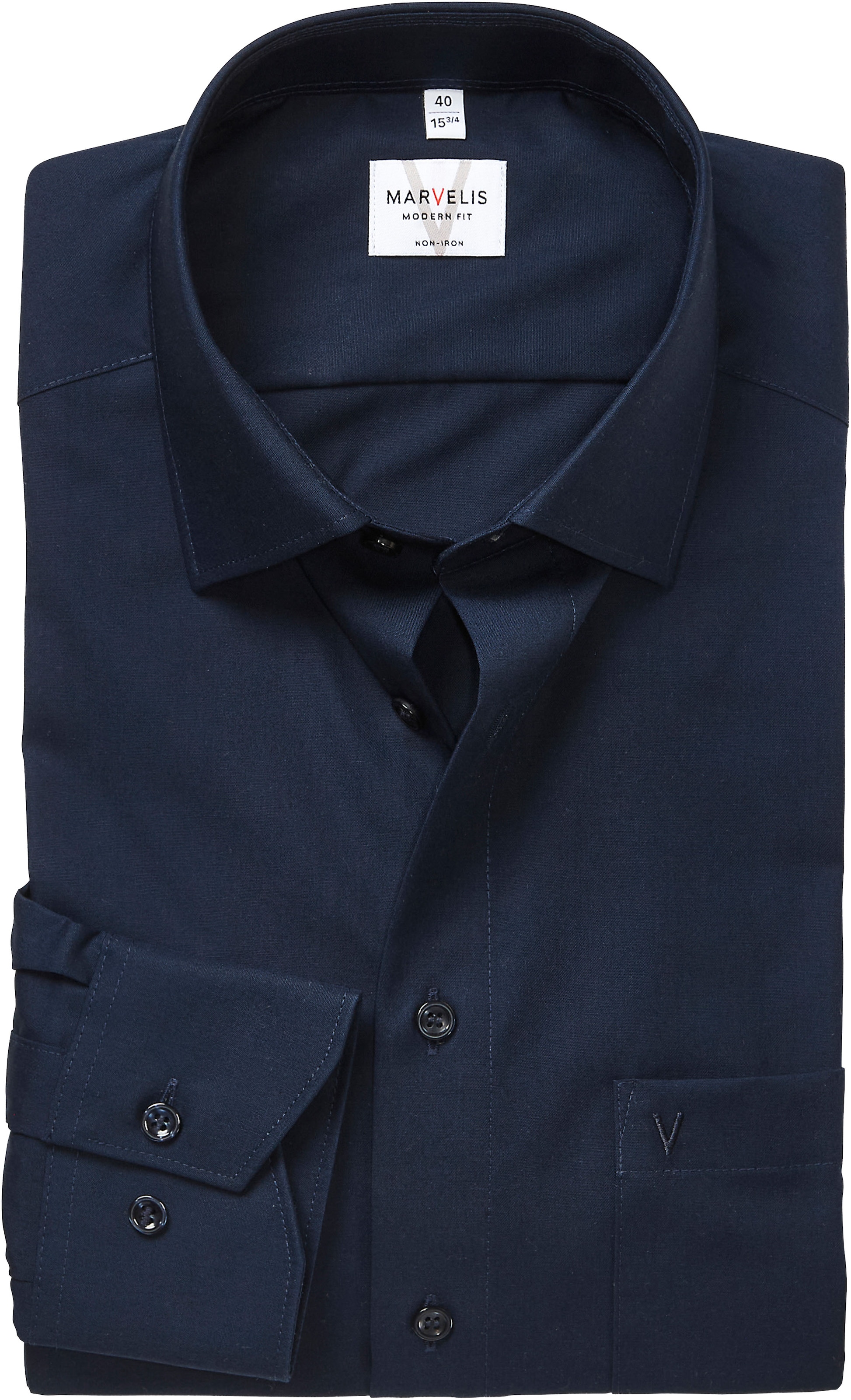 MARVELIS Langarmhemd modern fit, Businesshemd, bügelfrei, New-Kentkragen