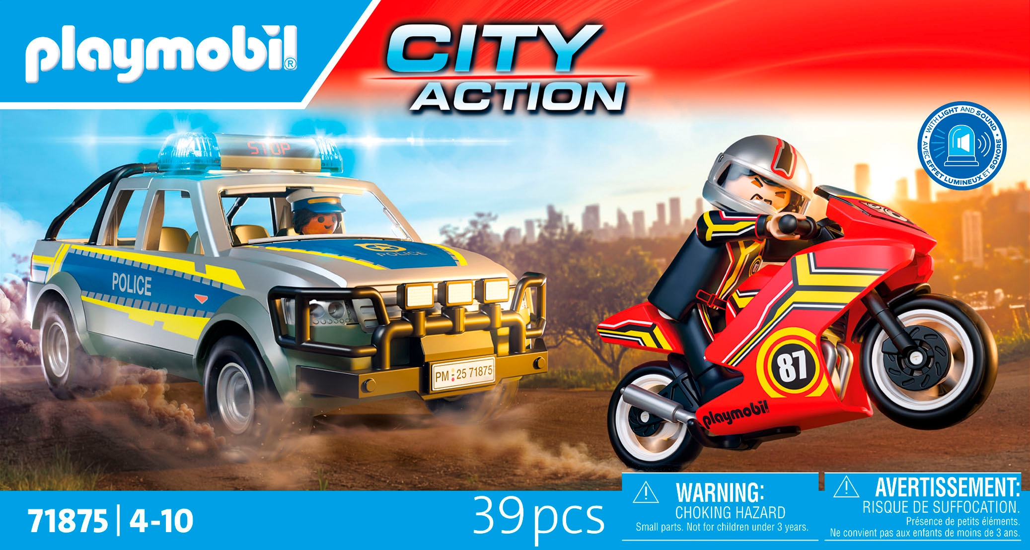 Playmobil® Jeu de construction »Verfolgungsjagd mit Polizei Pick-Up (71875), Action Heroes« mit Licht und Sound; Made in Europe