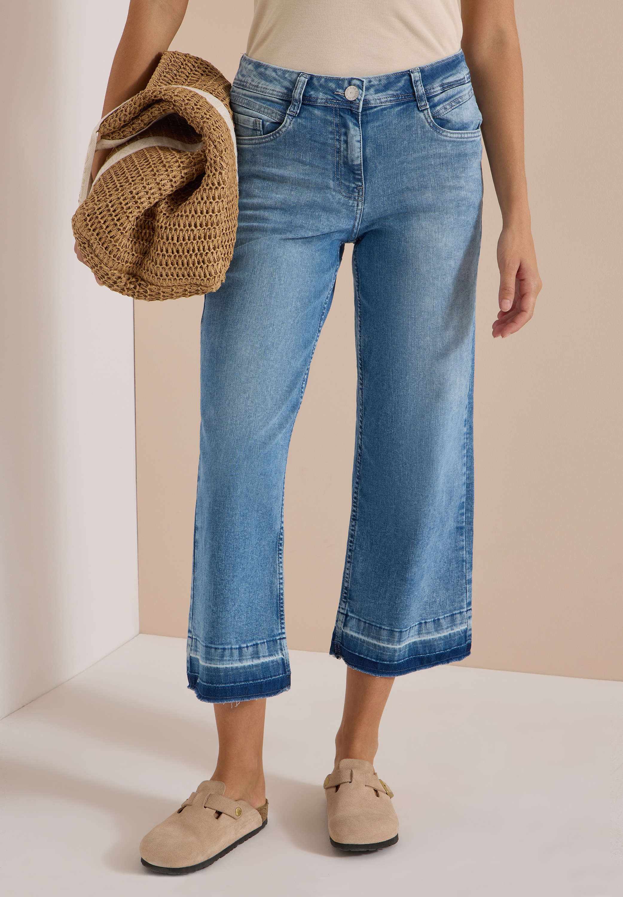 Cecil Jeans droit »Style Neele« Jeans raccourcis avec ourlet effiloché
