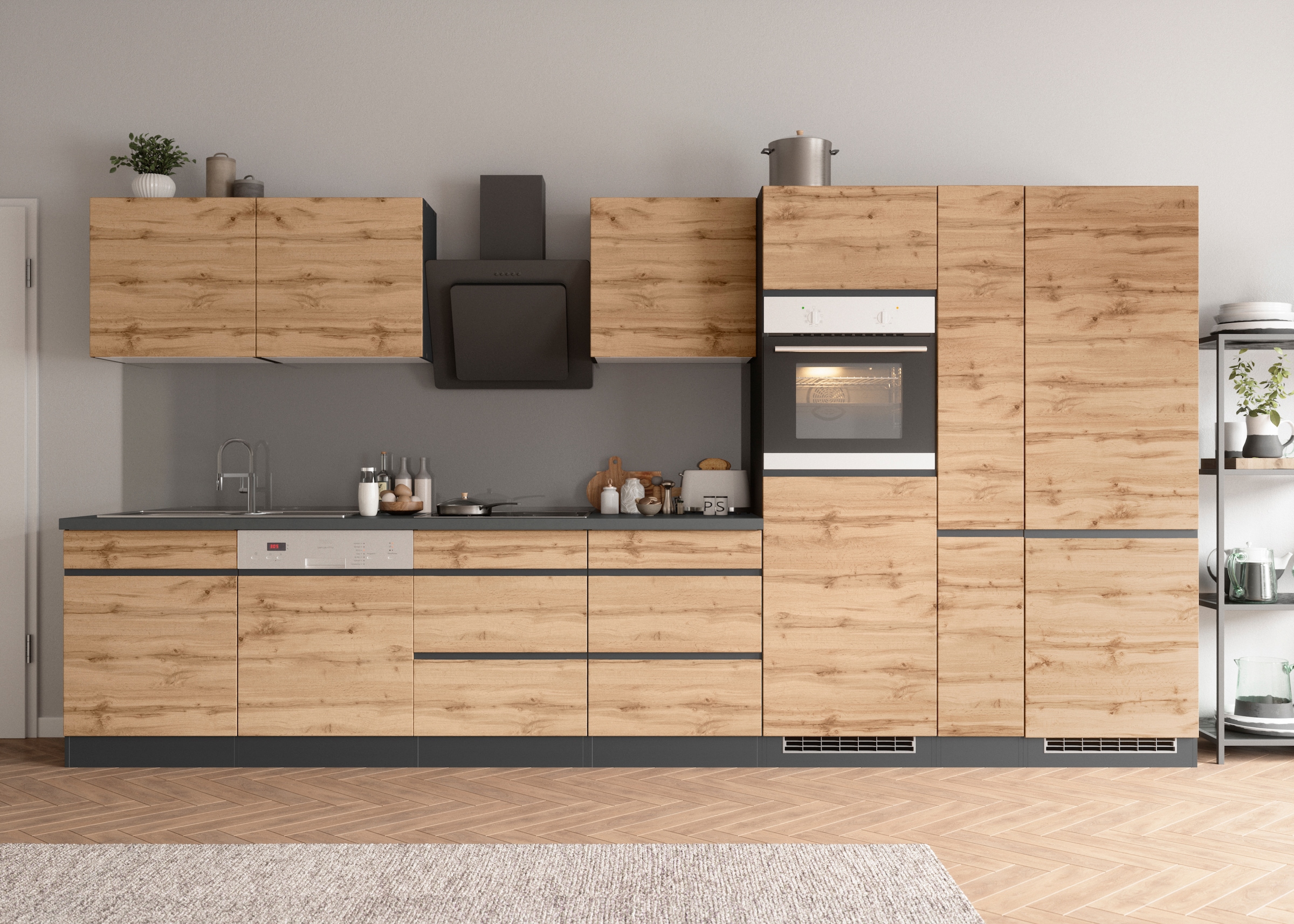 KOCHSTATION Kitchenette »KS-Riesa« largeur d’installation 390 cm, sans appareils électriques