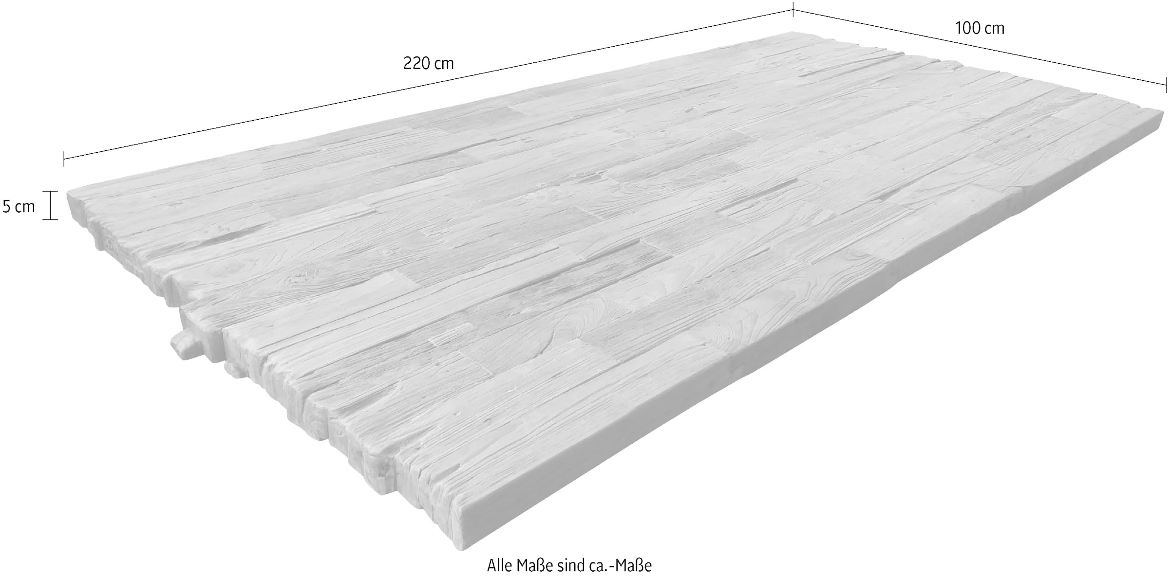 SIT Plateau de table »Tivoli aus recyceltem Teakholz mit rustikaler Bruchkante« 1 cuis tlg. Plateau de table épais de 50 mm avec bord marqué irrégulier