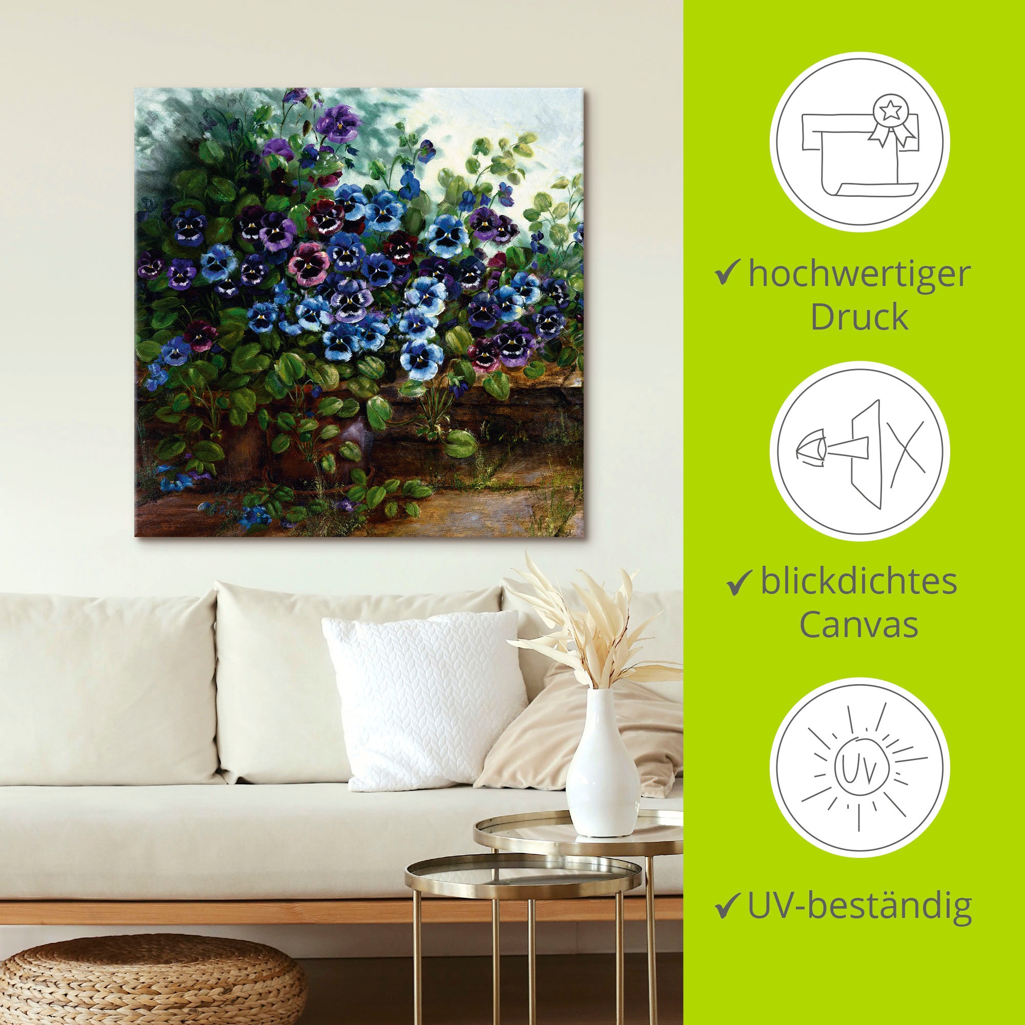 Artland Leinwandbild »Stiefmütterchen II« Blumen 1 Stk. tlg. auf Holzrahmen gespannt