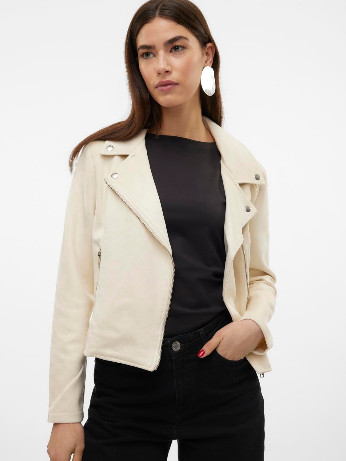 Vero Moda Veste de motard »VMJOSE SHORT FAUX SUEDE JACKET GA NOOS« mit asymetrischem Reissverschluss