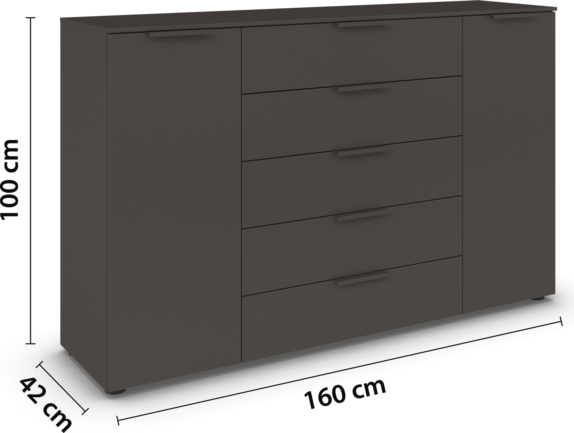 rauch Schubkastenkommode »Flipp Schubladenkommode Wäscheschrank Schrank« Breite 160/180 cm mit 4 Einlegeböden,  2-türig mit  5 Schubladen und Soft-Close-Funktion in zwei Breiten