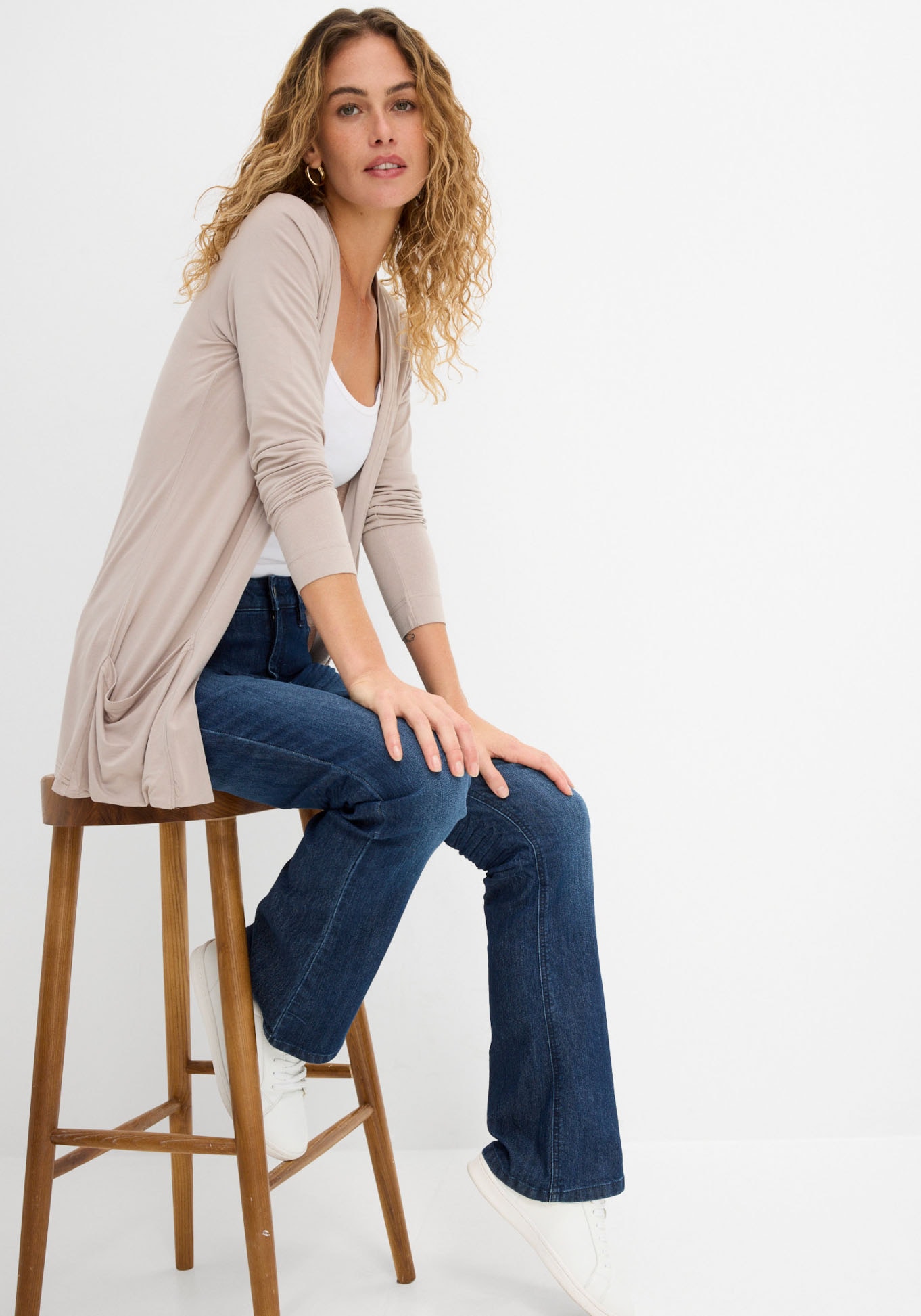 bonprix Veste chemise figurumspielende Passform, Viskosemischung, ohne Verschluss