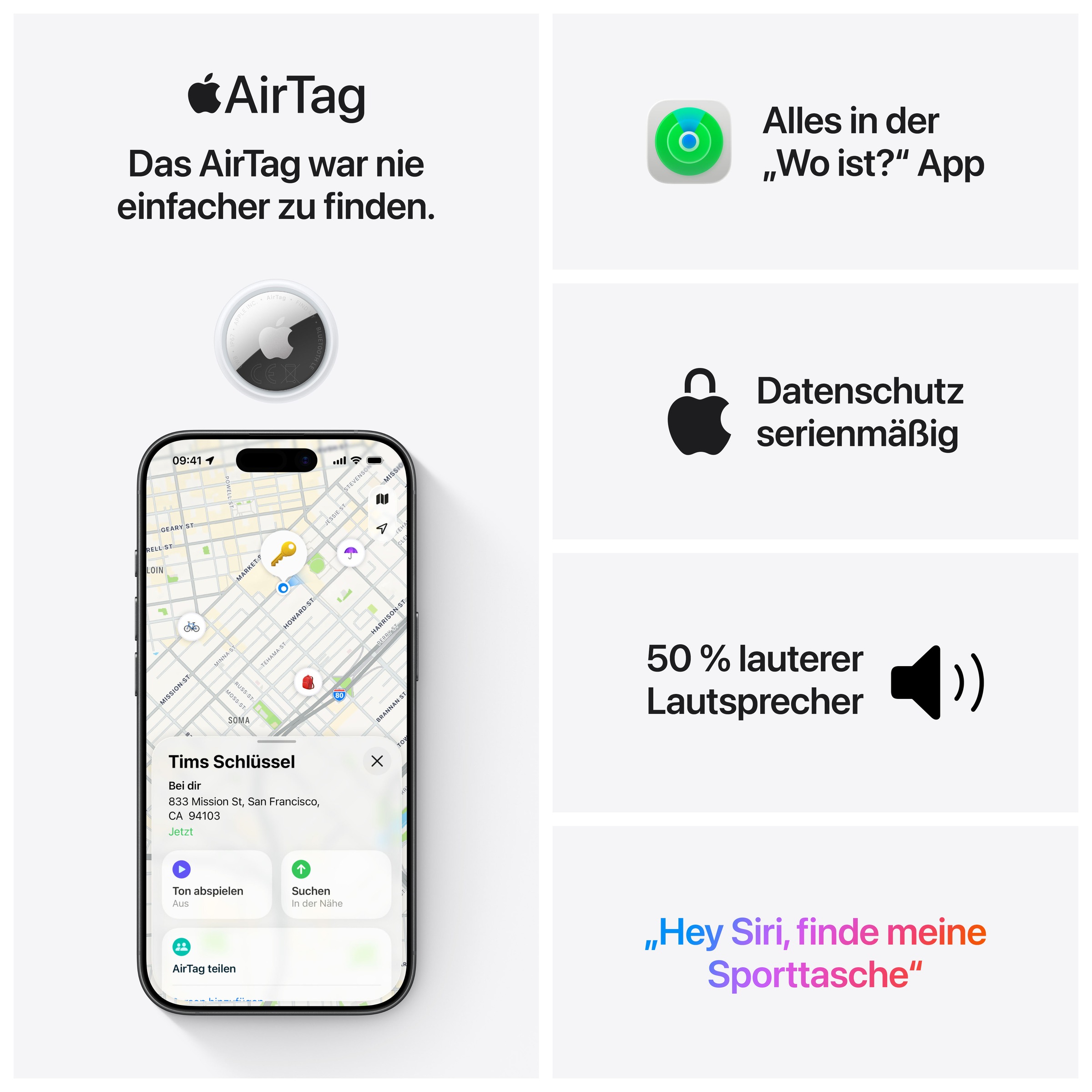 Apple Traceur Bluetooth »AirTag 2nd Gen 4er Pack«