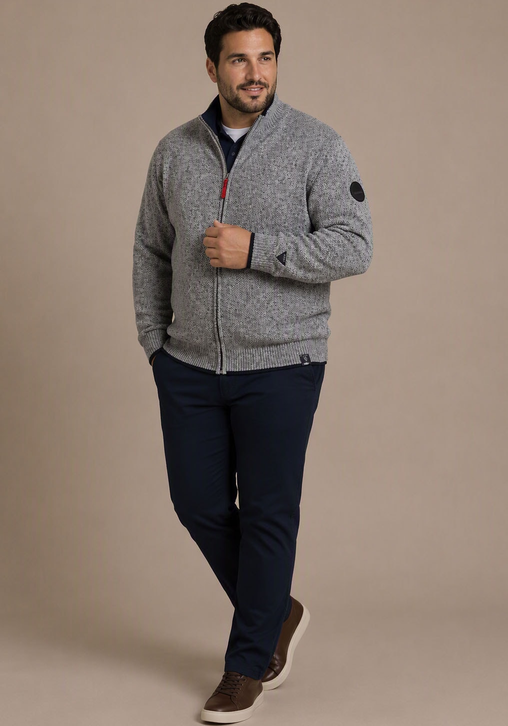 Man's World Plus Strickjacke »auch in Grosse Grössen bis Gr. 7XL« Regular Fit, melierte Optik, mit Stehkragen, mit Reissverschluss