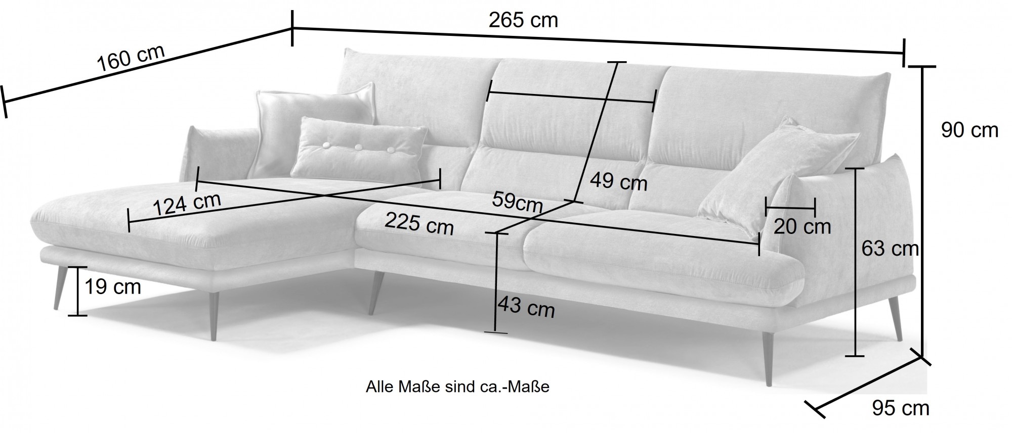 Egoitaliano Canapé d'angle »FUNNY, hochwertiges und aktuelles Design, bequeme Rückenlehne« hochwertiger Sitzkomfort, L-Form