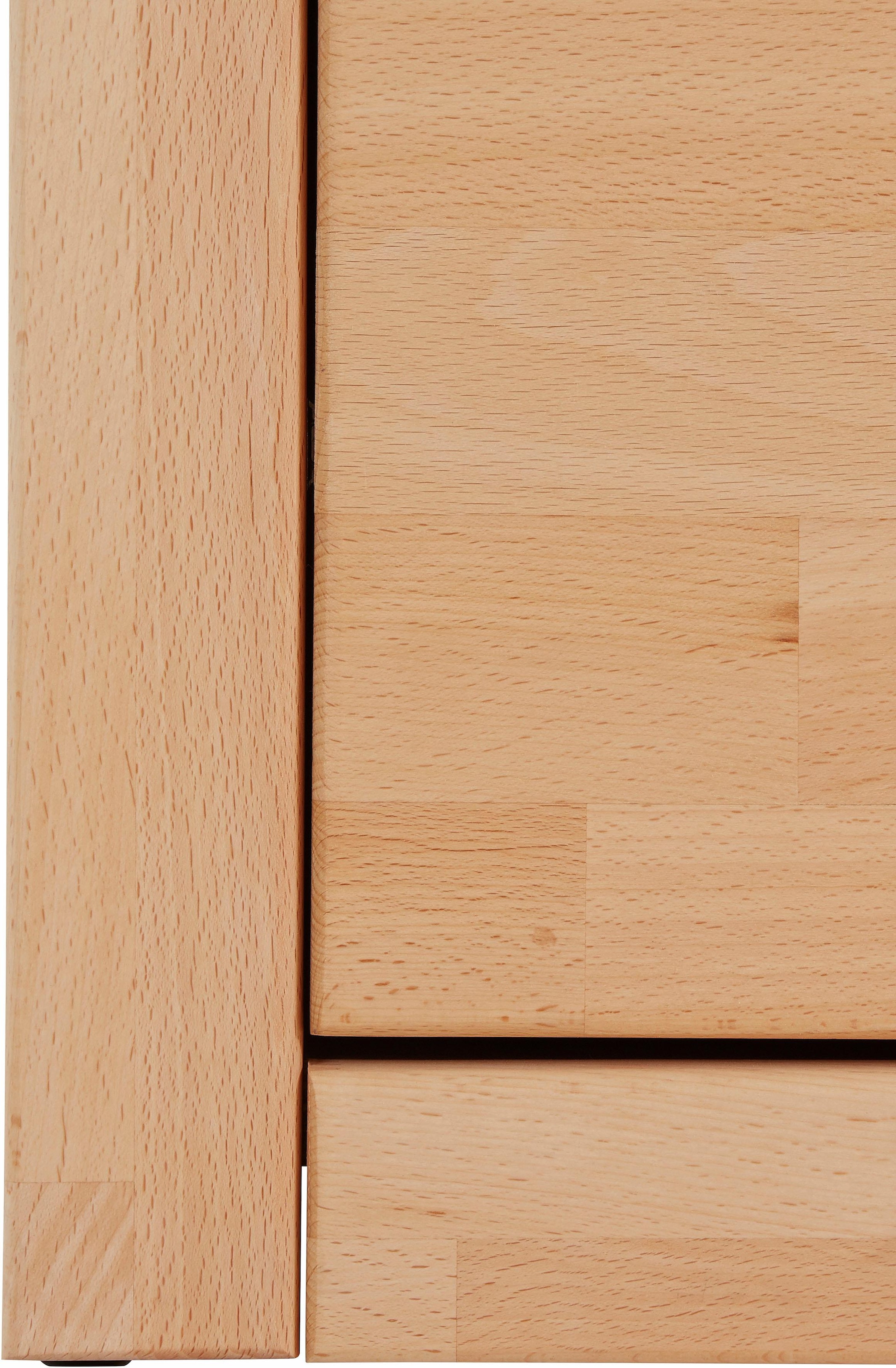 GOODproduct Sideboard »Ribe,130cm breit, Fronten Massivholz,7 Fächer« Holz massiv, Holzwerkstoff, Metall Griffe,3 Türen