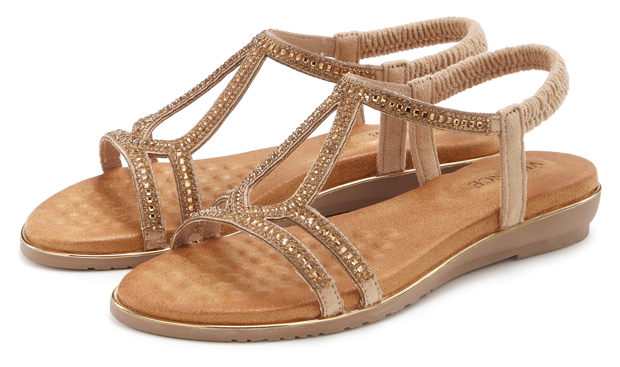 Vivance Sandale »Sandalette, Sommerschuh,«  mit eleganter Glitzer-Verzierung und elastischen Riemchen