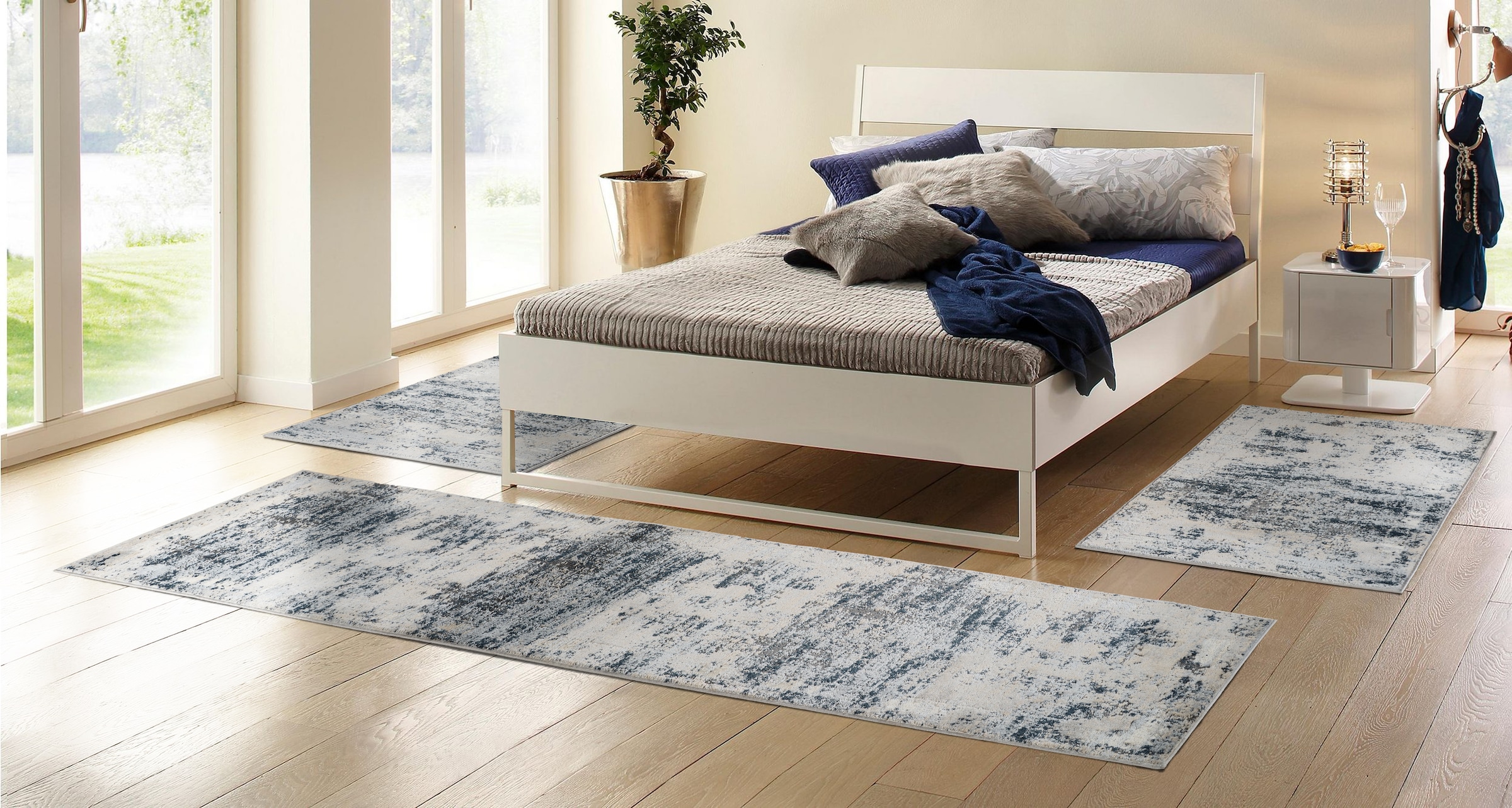 my home Bettumrandung »Hamsa« Höhe 9 mm 3 Stk. tlg. dezenter Glanz, Schrumpf-Garn-Effekt, im Vintage-Look, dichte Qualität