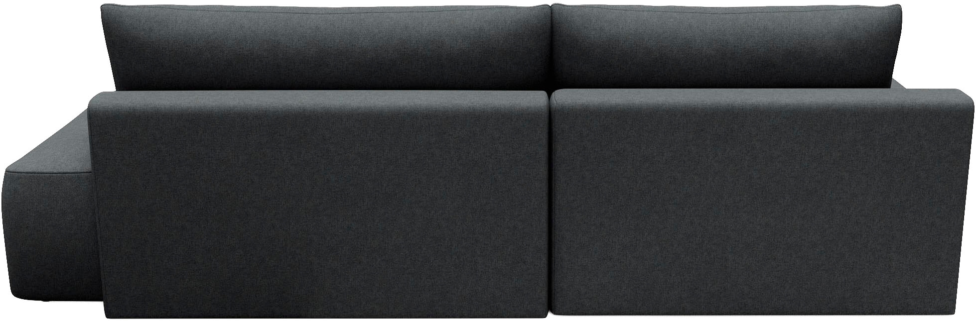 TRENDMANUFAKTUR Canapé d'angle »Prag, Schlafsofa mit Bettkasten, Couch in L-Form, Breite 253 cm« en tissu structuré fin, anthracite, méridienne à gauche