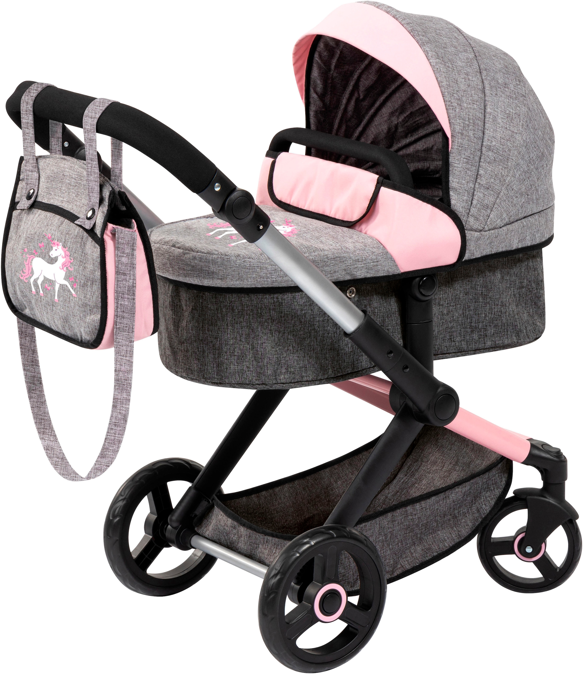 Bayer Poussette de poupée combinée »Xeo, grau/rosa«