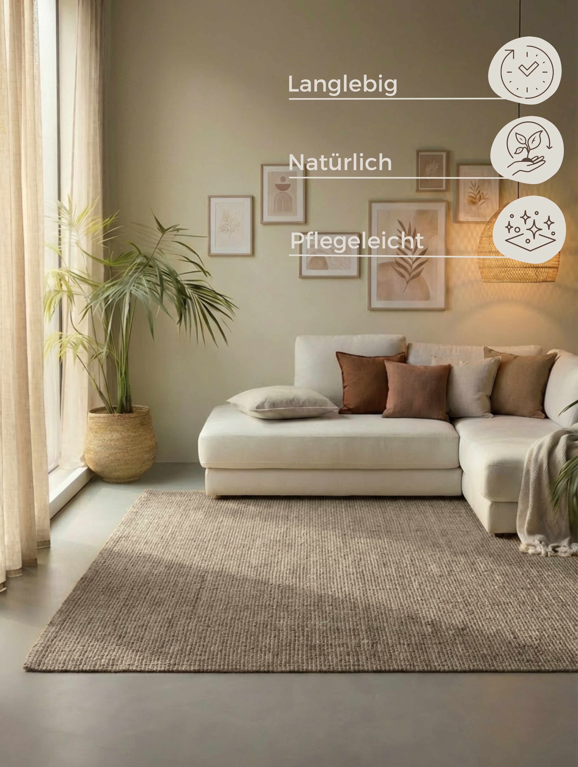 HANSE Home Tapis »Jaipur  Juteteppich,  als Läufer und in Rund« Rectangulaire 10 mm Höhe 100% Naturfaser, Wohnzimmer, Esszimmer, Schlafzimmer, GRS