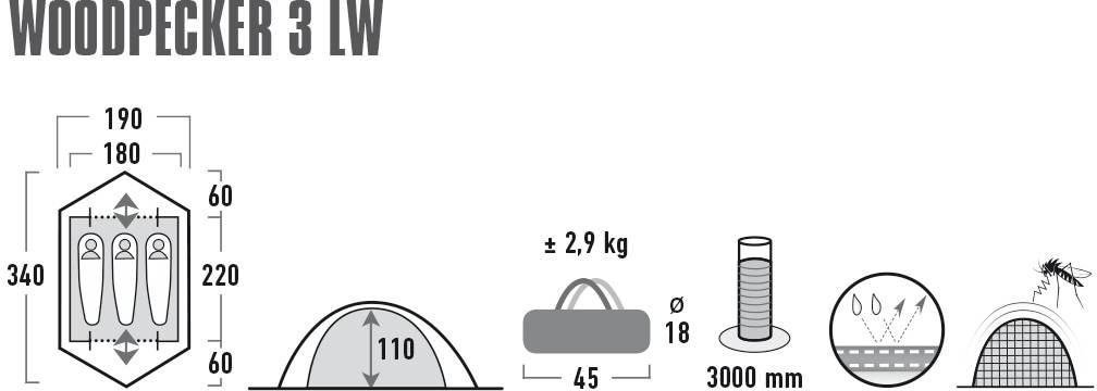 High Peak Kuppelzelt »Woodpecker 3 LW« 3 Personen
