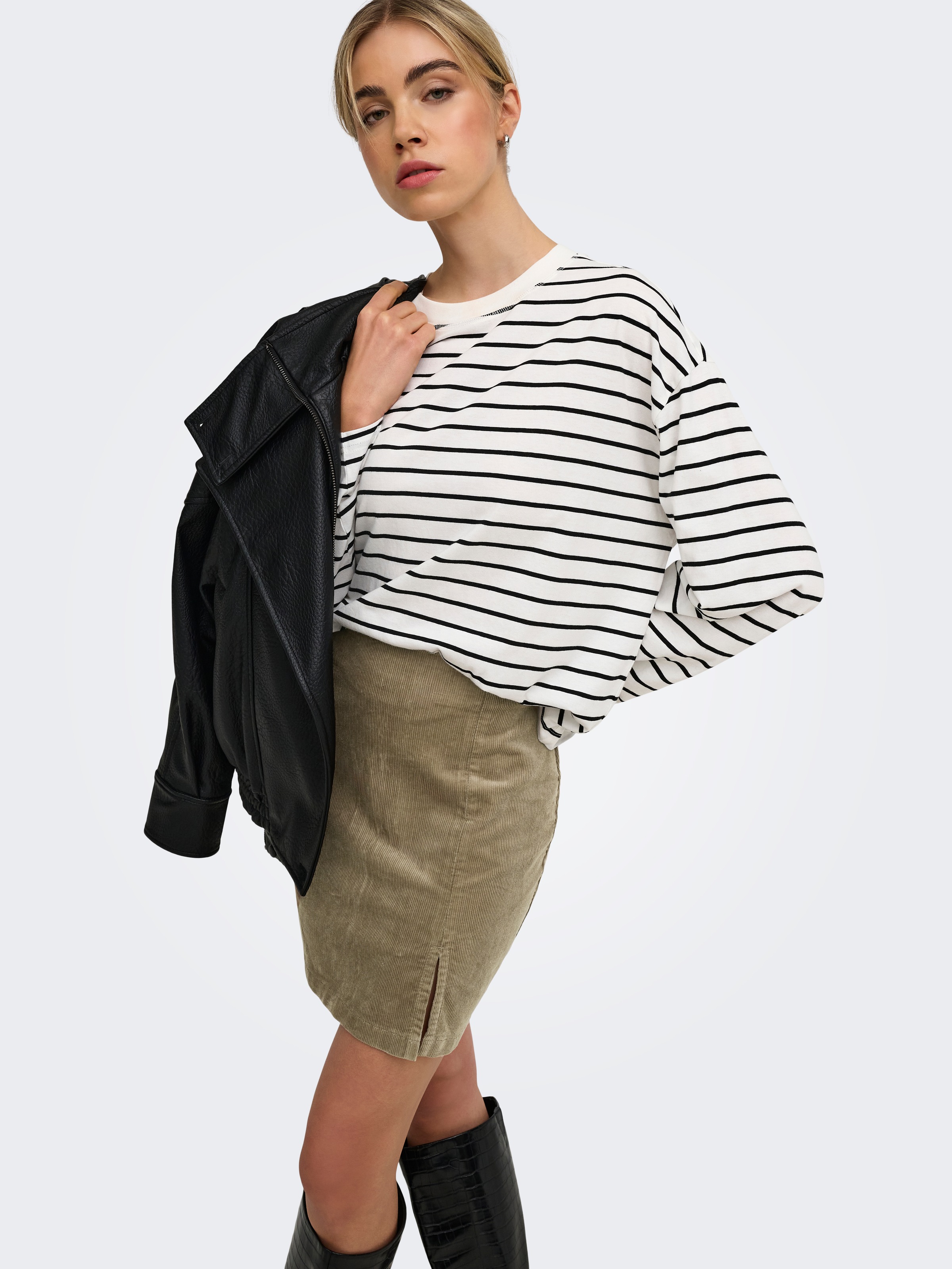 ONLY Jupe en velours »ONLFLORA HW CORD SHORT SLIT SKIRT PNT« mélange de coton
