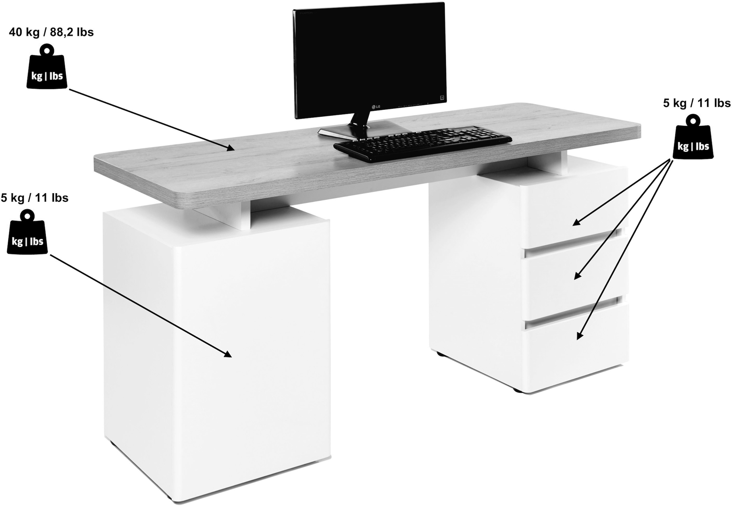 Jahnke Schreibtisch »CU-LIBRE C 250« wechselseitig montierbar