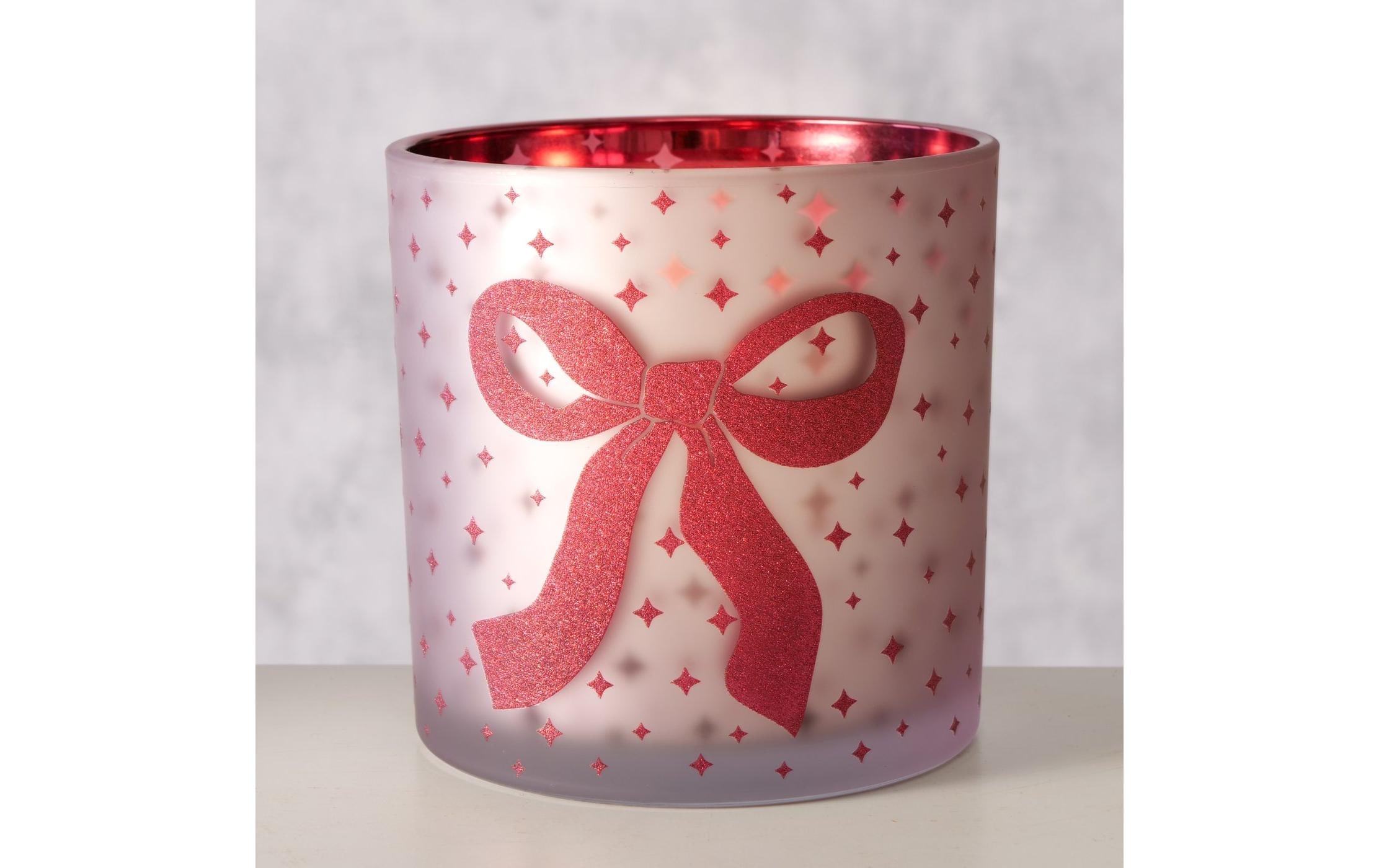 BOLTZE Photophore »Weihnachtswindlicht Boucle Glas, 15 x 15 cm«