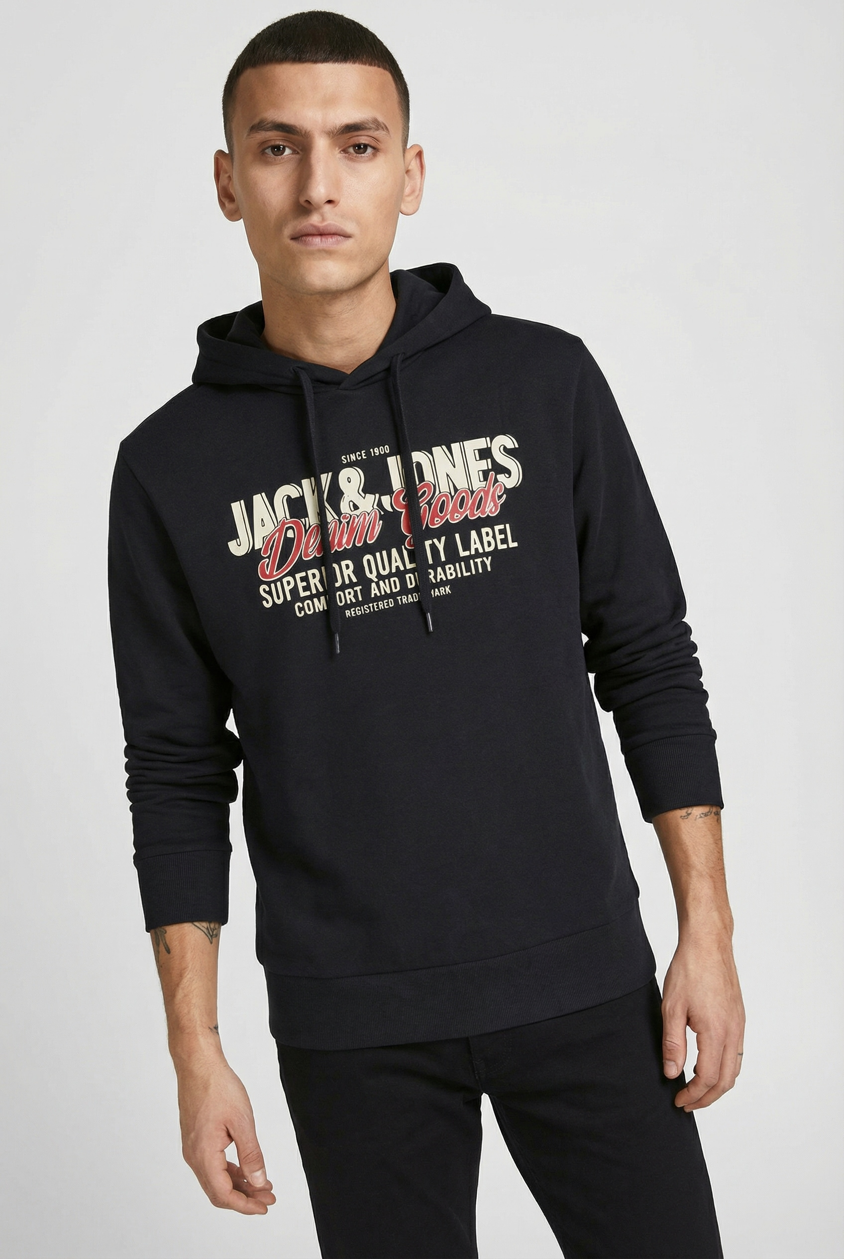 Jack & Jones PlusSize Hoodie »JJELOGO SWEAT HOOD 2 COL 24/25 NOOS PLS«, mit Logo Frontprint
