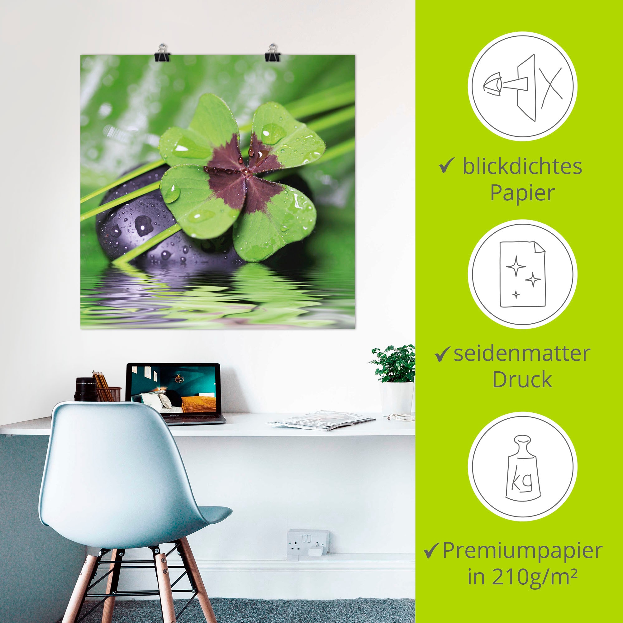 Artland Wandbild »Glücksklee... Entspann mal wieder« Zen 1 Stk. tlg. als Alubild, Outdoorbild, Leinwandbild, Poster, Wandaufkleber