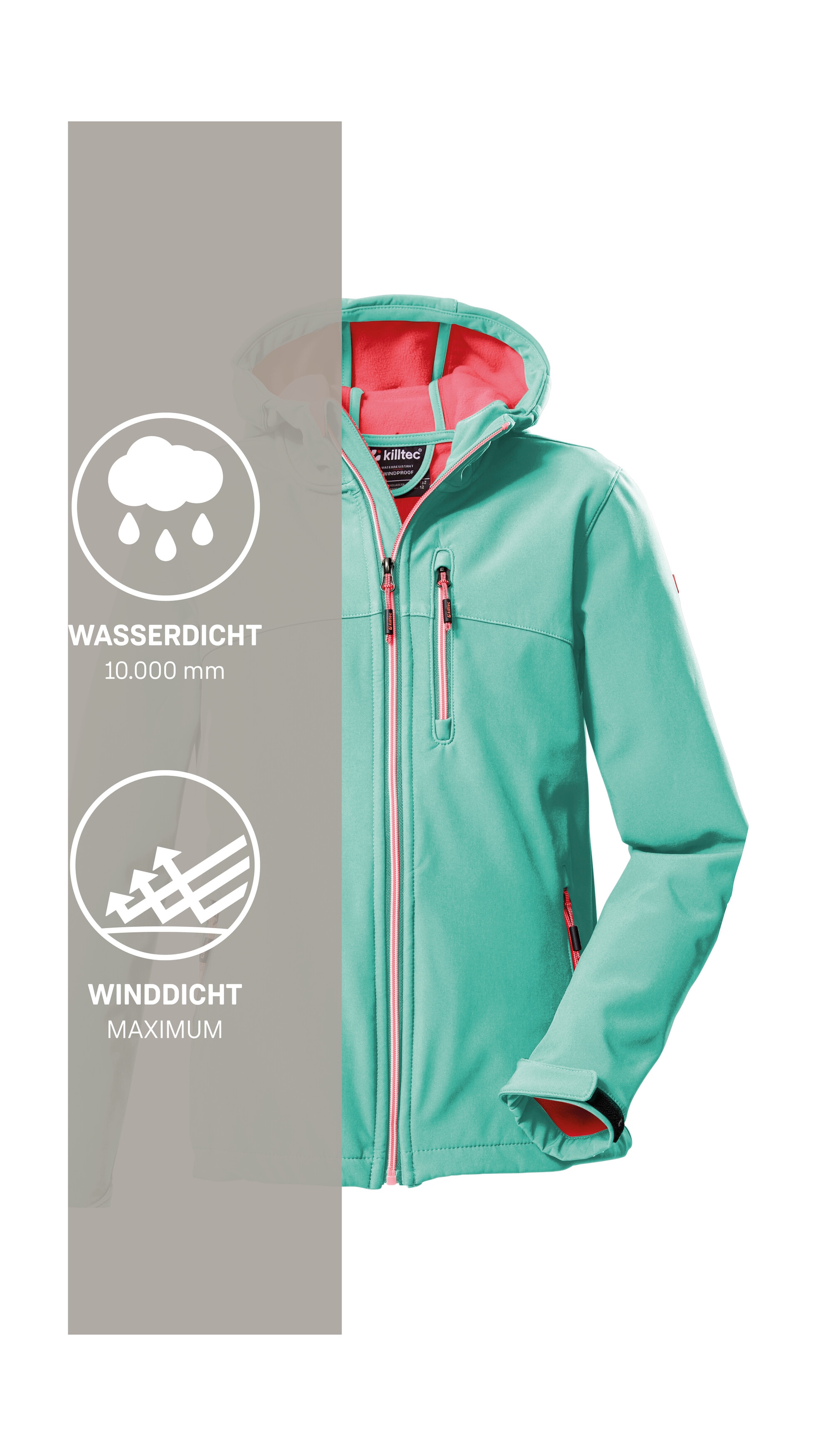 Killtec Veste softshell »Girls Softshelljacke« Wasserabweisend, verstellbare Kapuze u Ärmel, Fleece-Innenfutter