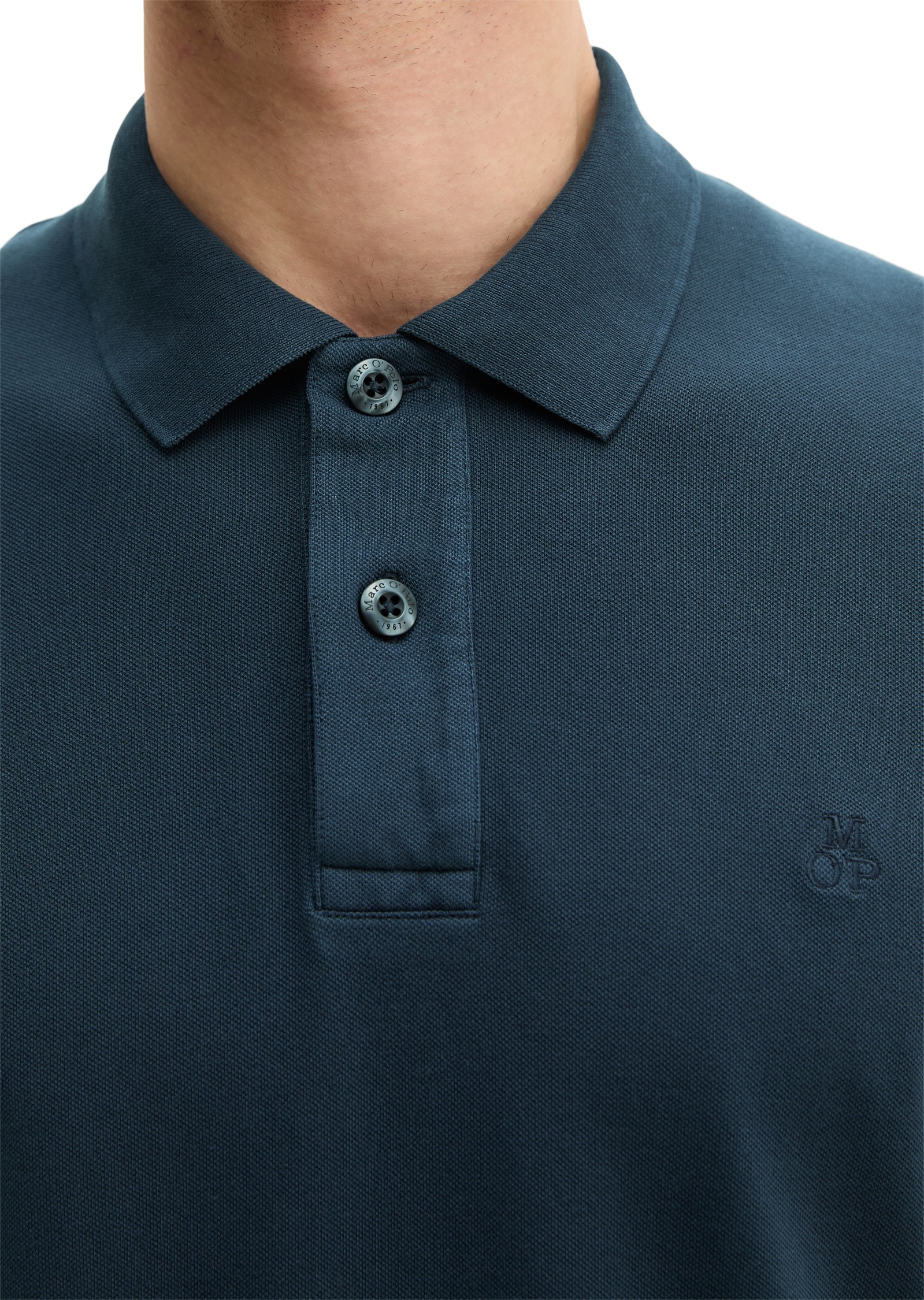 Marc O'Polo Langarm-Poloshirt Piqué regular fit aus Bio-Baumwolle mit Elasthan