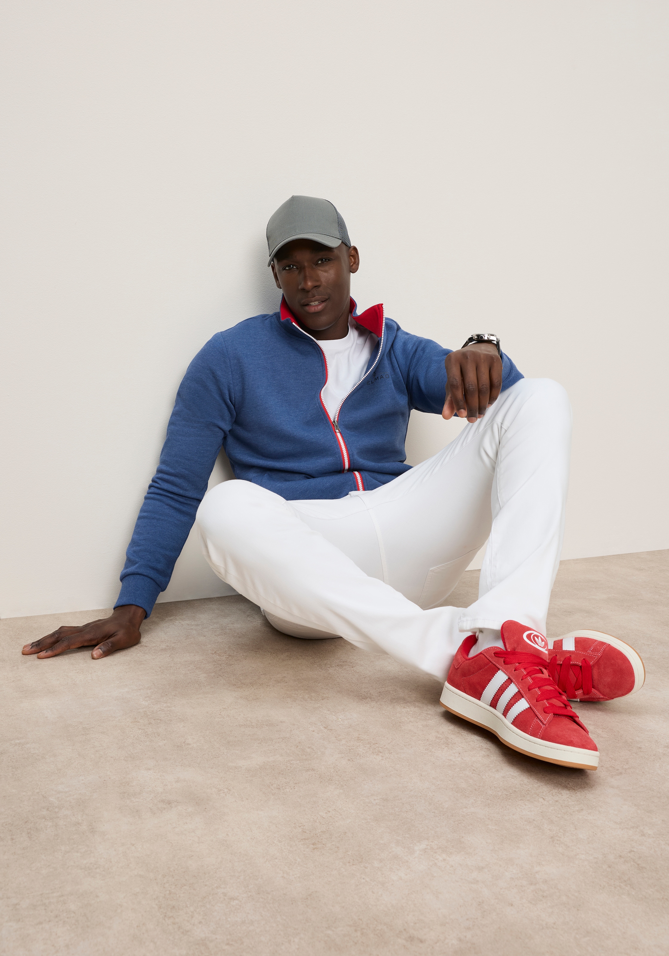 DELMAO Veste sweat avec fermeture éclair, col montant, manches longues