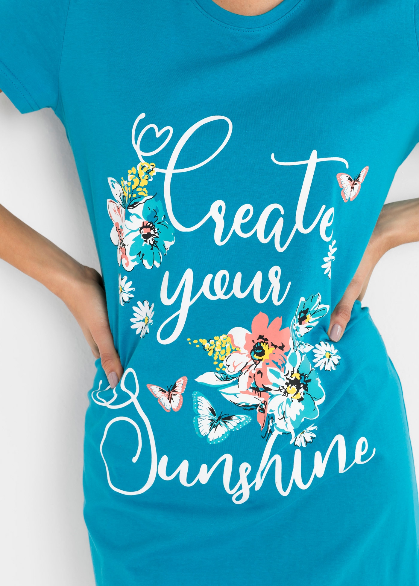 bonprix Chemise de nuit Packung, 2 tlg. für entspannte Stunden zu Hause, aus Baumwolle, mit kurzem Arm