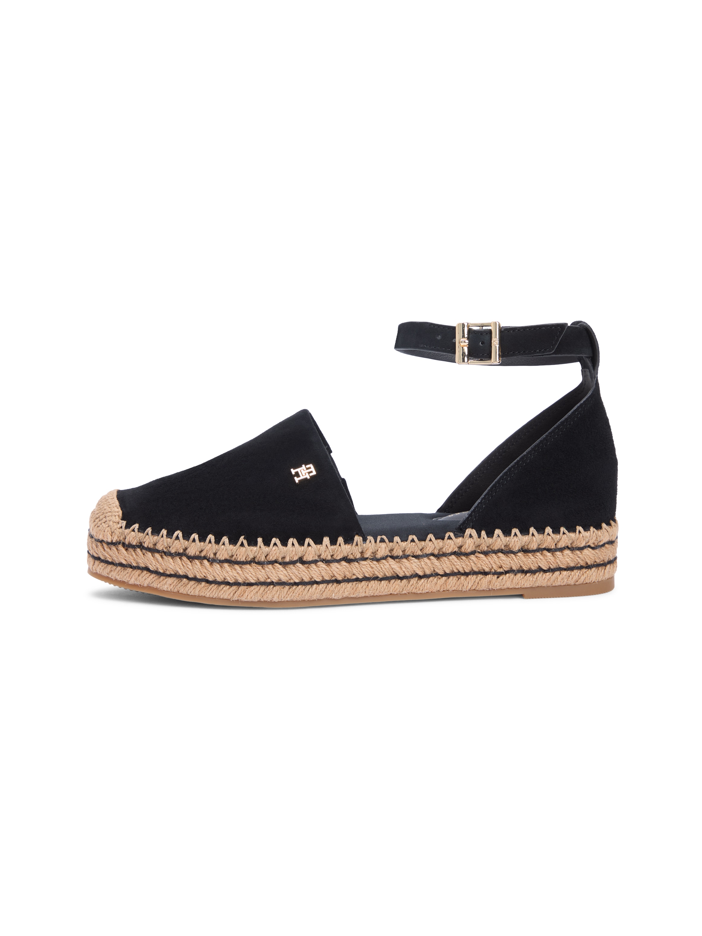 Tommy Hilfiger Ballerines à lanières »TH PLATFORM ESPAD SUEDE STRAP«  chaussure d'été, sandale à plateforme avec bride de talon réglable