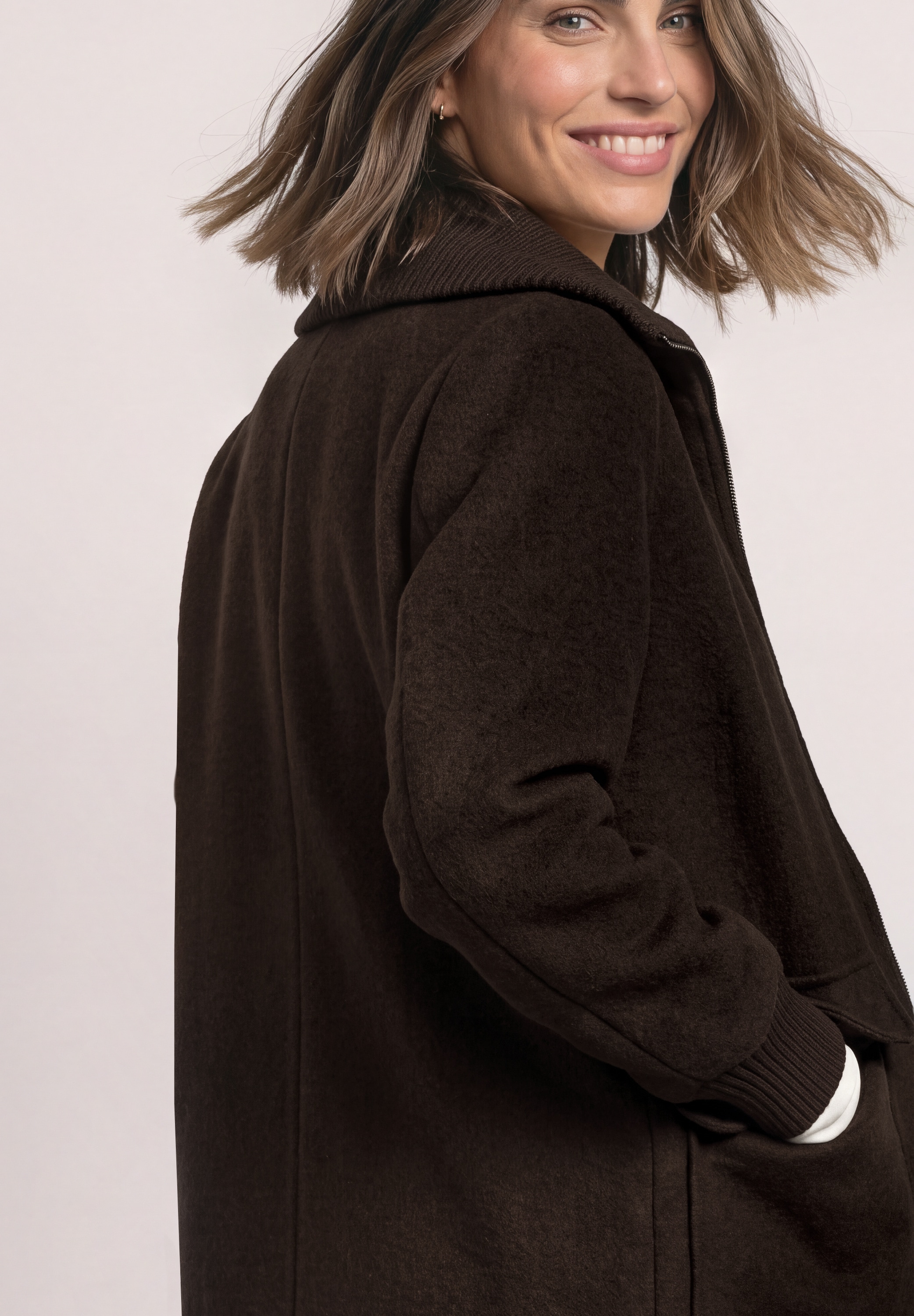 STREET ONE Manteau d'hiver wärmend mit Wollanteil, hoher Stehkragen