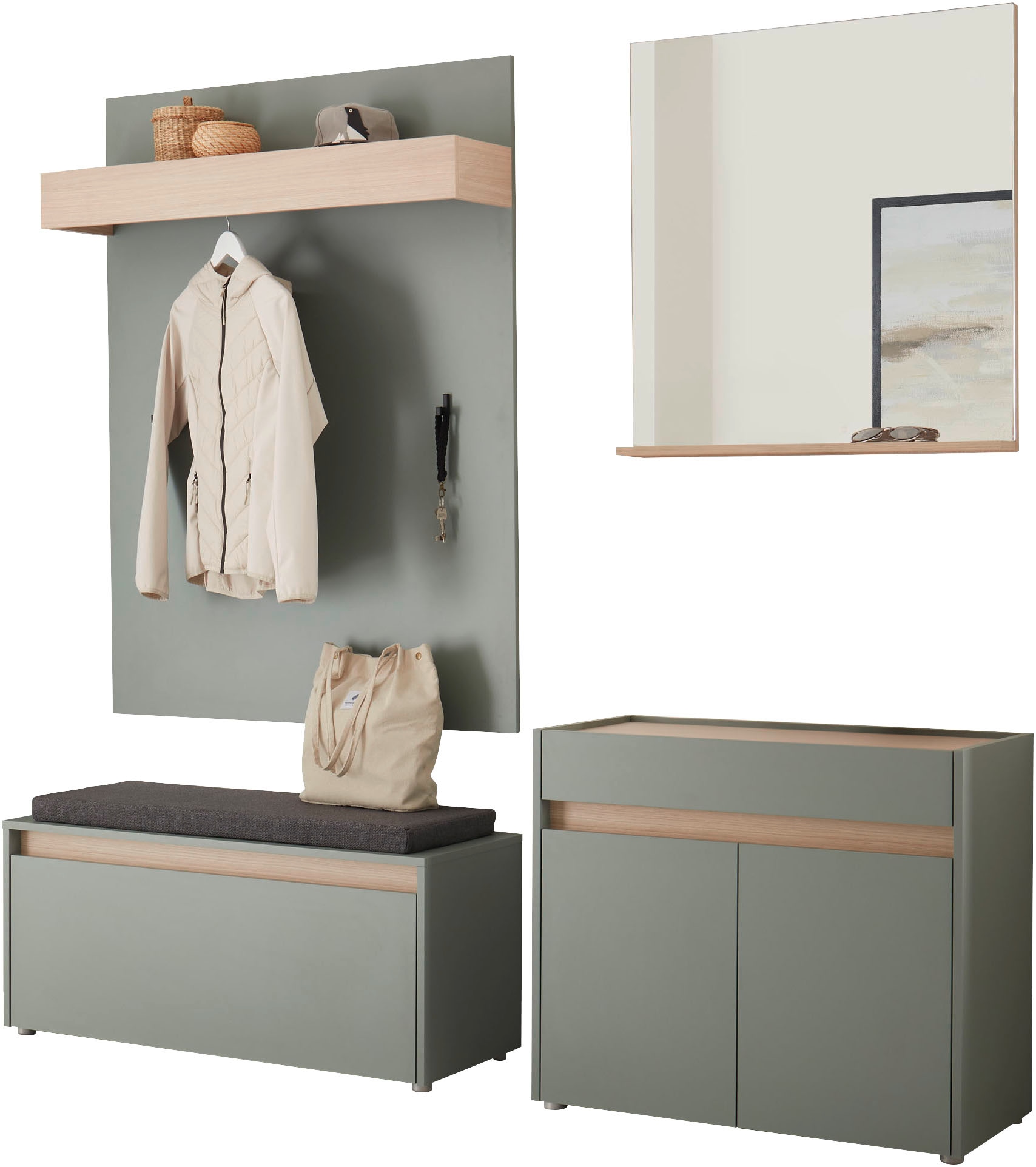 Home affaire Garderoben-Set »GIRON/CiTY, moderne Garderobe, Komplettset mit viel Stauraum« Komplett-Set, 4 Stk. tlg.