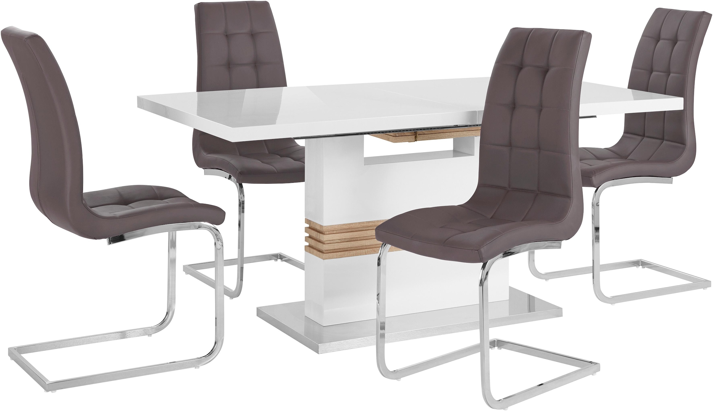 GOODproduct Essgruppe »Perez/Lola« Set, 5 Stk. tlg. mit 4 Stühlen, Tisch ausziehbar, Breite 160-200 cm