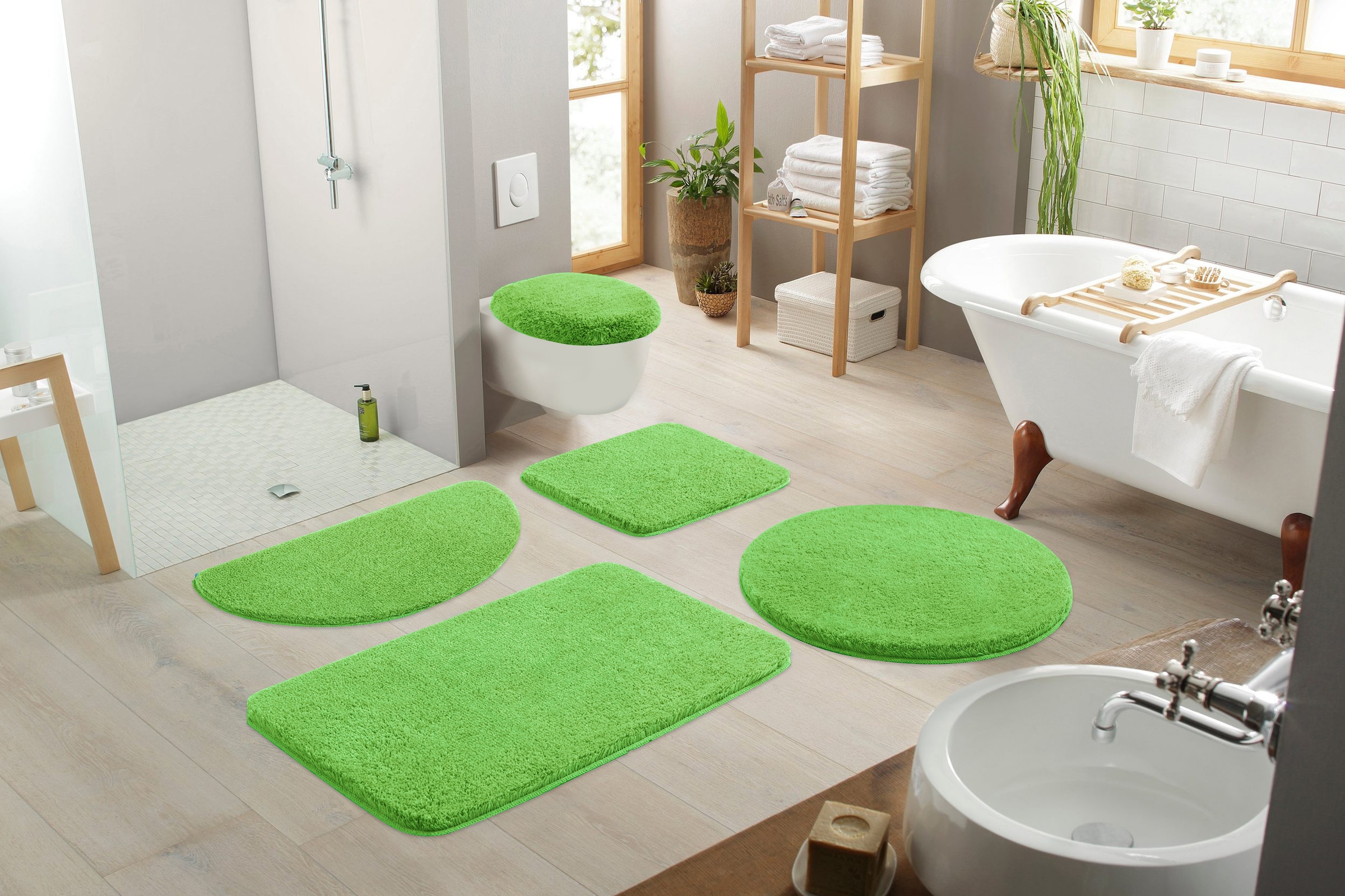 my home Tapis de bain »Merida, Badvorleger, Badezimmer Teppich« Höhe 32 mm Badteppich, Uni Farben, rechteckig, rund & als 2-tlg. Set erhältlich