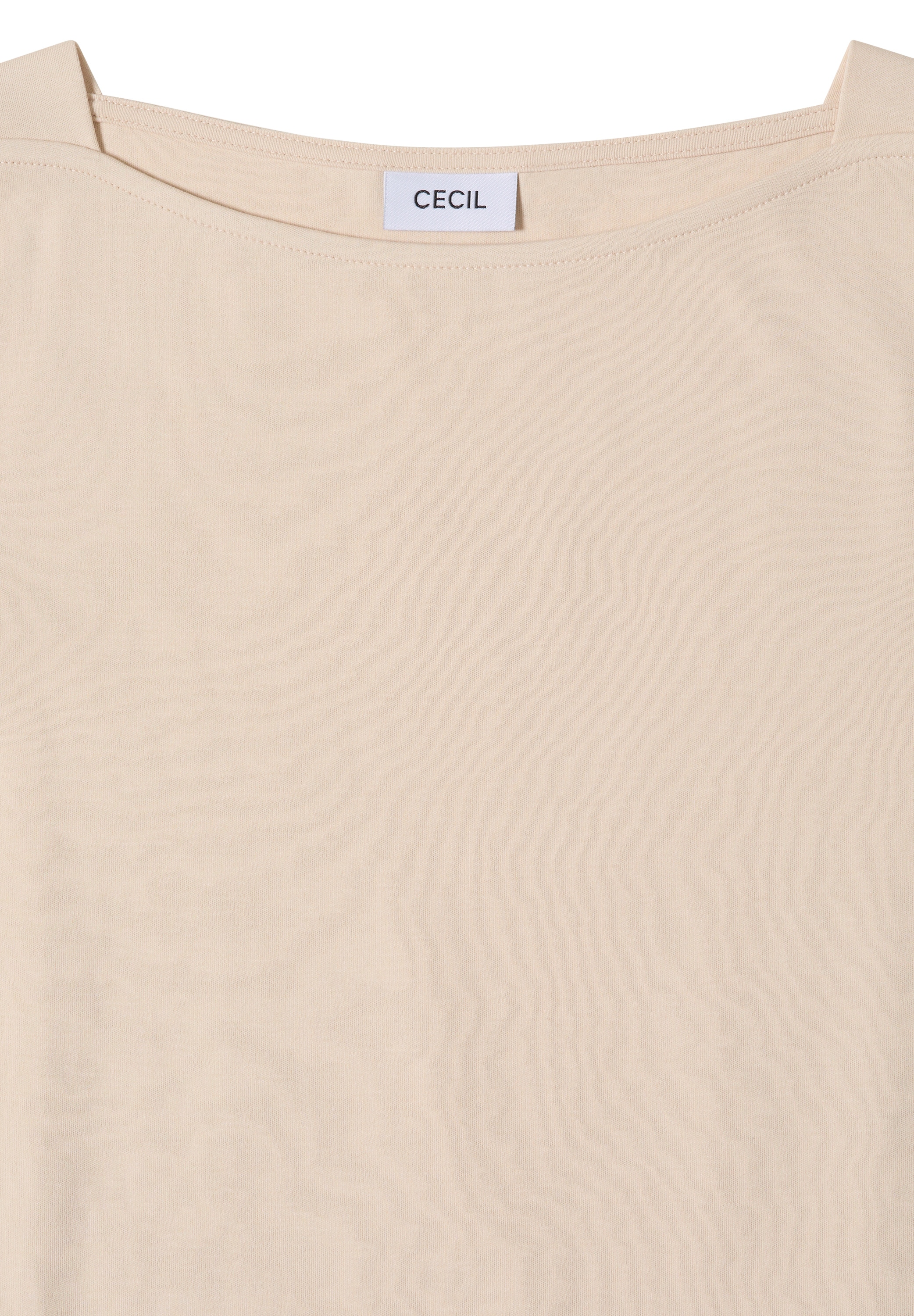 Cecil T-shirt à manches 3/4 col bateau, uni, coton