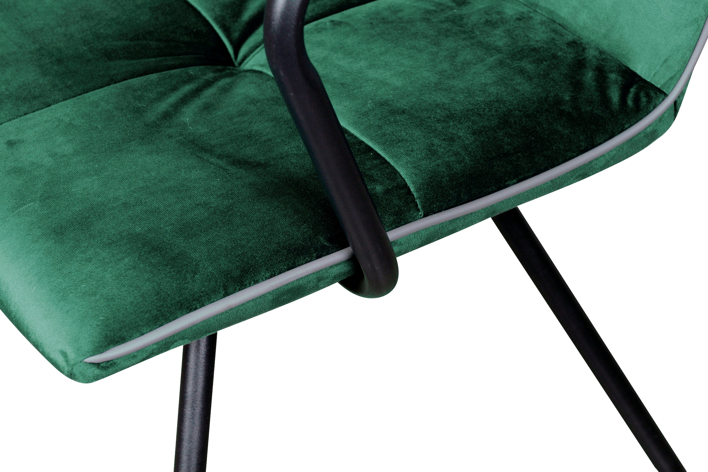 Kayoom Chaise rembourrée »Stuhl Eaden 225 2er-Set, samtiger Stoffbezug, Paspel aus Kunstleder« (Set) 2 cuisstilvoll, pflegeleicht, zeitgemässe Farbgebung, samtiger Stoffbezug