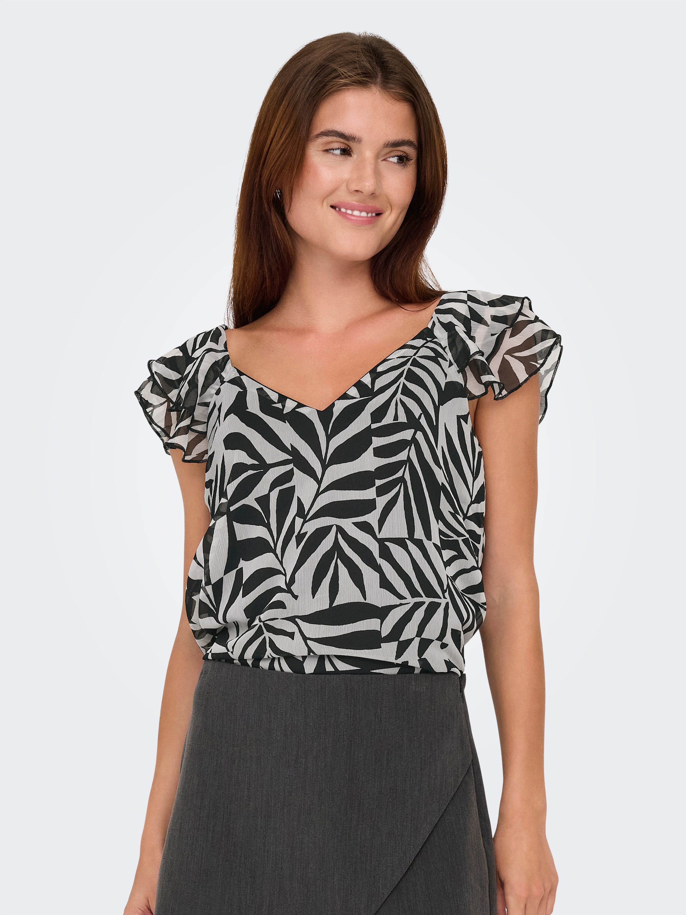 ONLY Blusenshirt »ONLASTA LIFE CAPSLEEVE V-NECK TOP PTM«