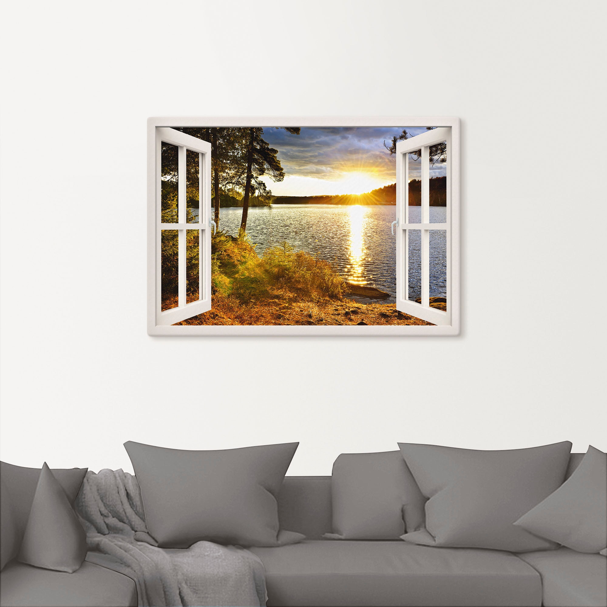 Artland Leinwandbild »Sonnenuntergang im Algonquin Park« Fensterblick 1 Stk. tlg. auf Holzrahmen gespannt