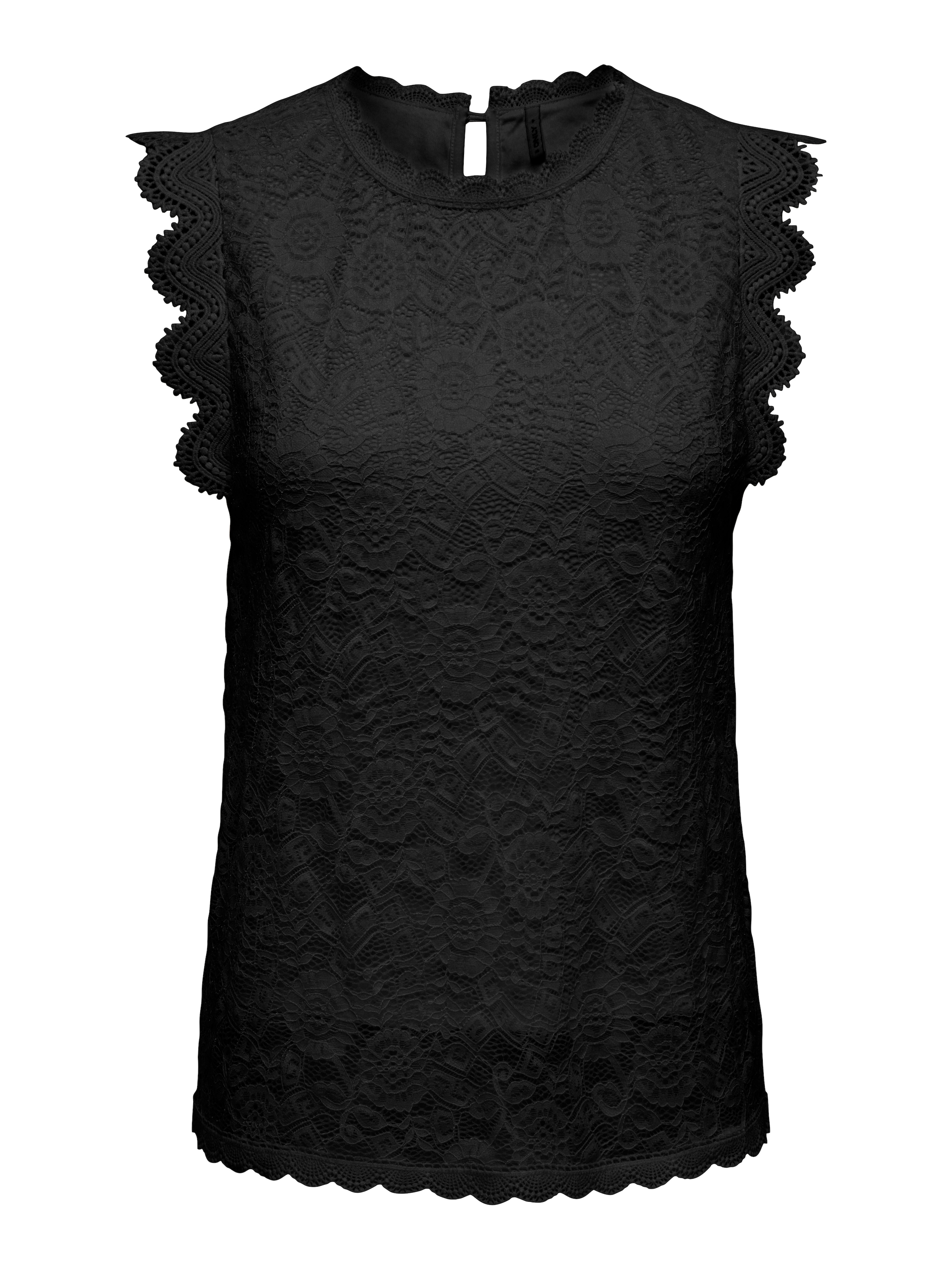 ONLY Top en dentelle »ONLSINE S/L LACE TOP CS JRS« mélange de matières, coupe régulière, col rond