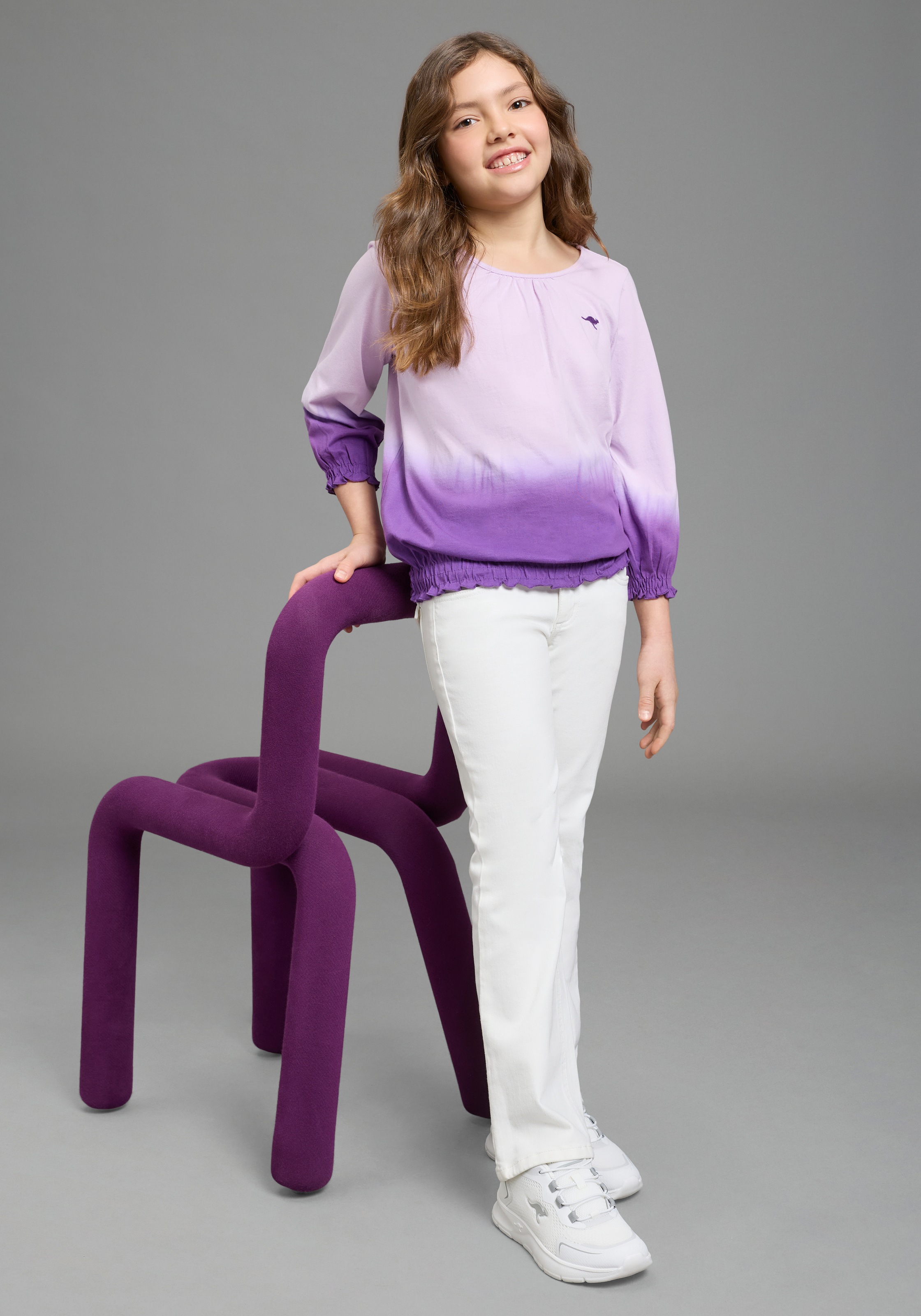 KangaROOS T-shirt à manches 3/4 »Shirt in Batik-Look« 3/4-Arm,  hüftlange Passform,  Batikmuster,  Rundhalsausschnitt